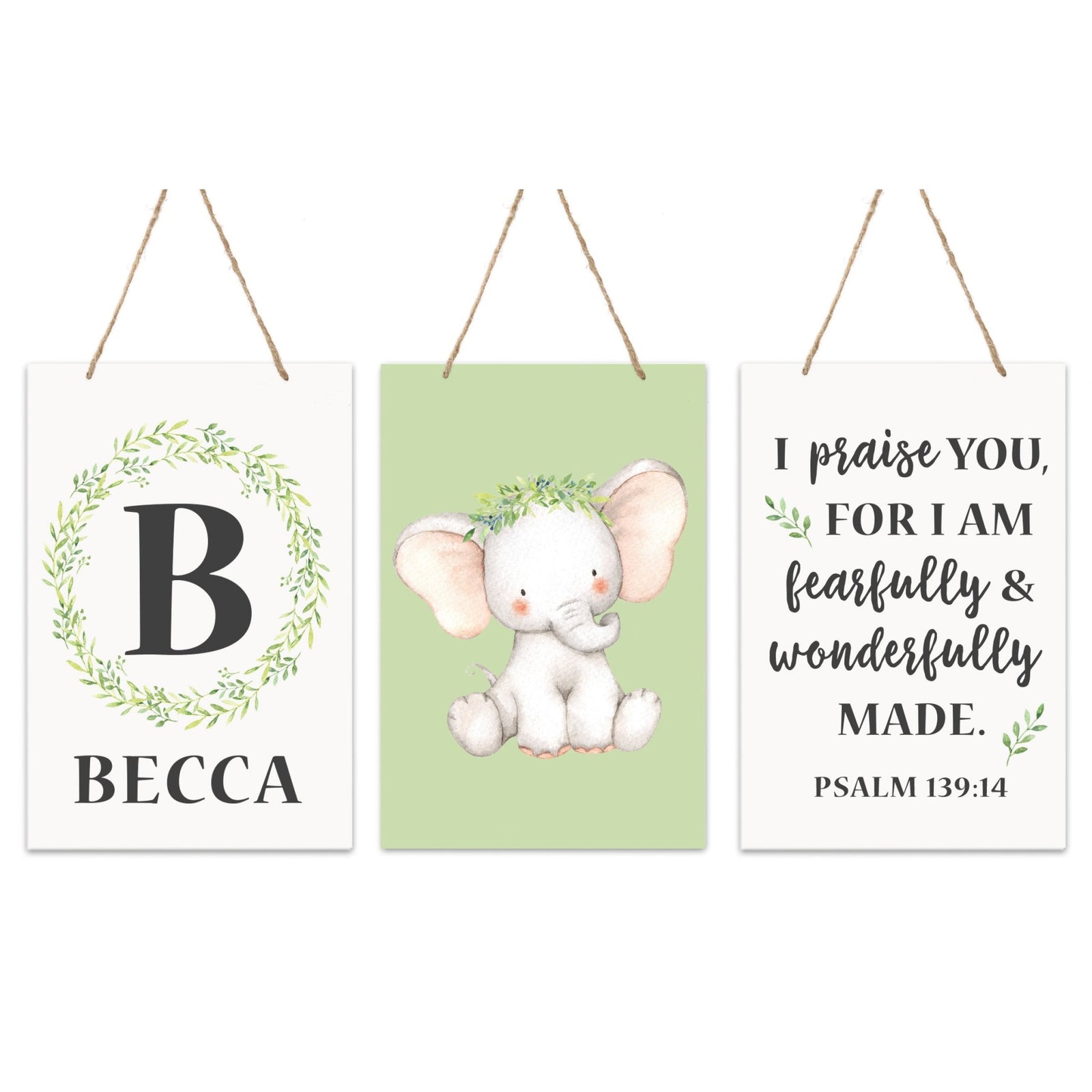 Personalized 3 Piece Nursery Wall Decor Monogram - Wonderfully Made - LifeSong Milestones