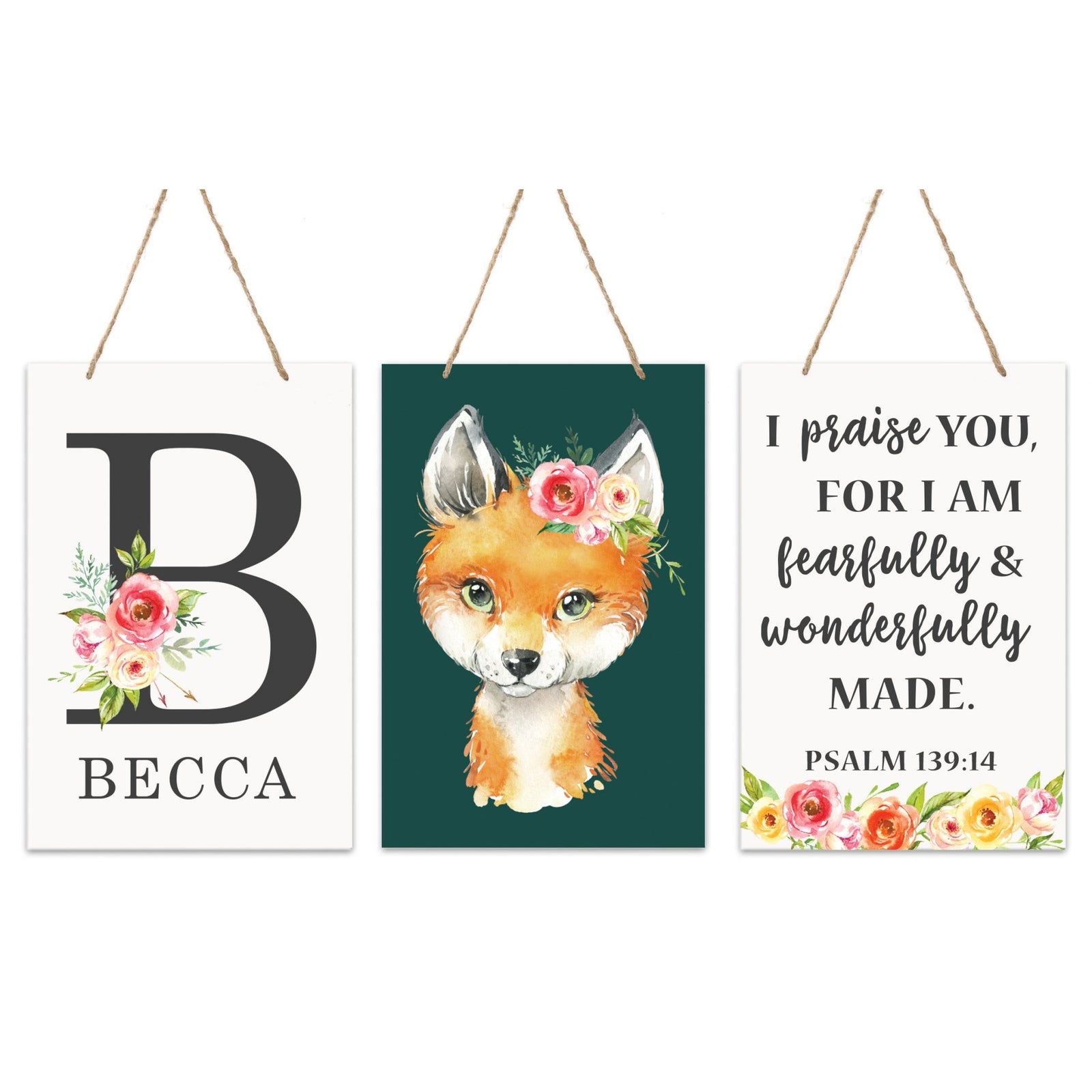 Personalized 3 Piece Nursery Wall Decor Monogram - Wonderfully Made - LifeSong Milestones