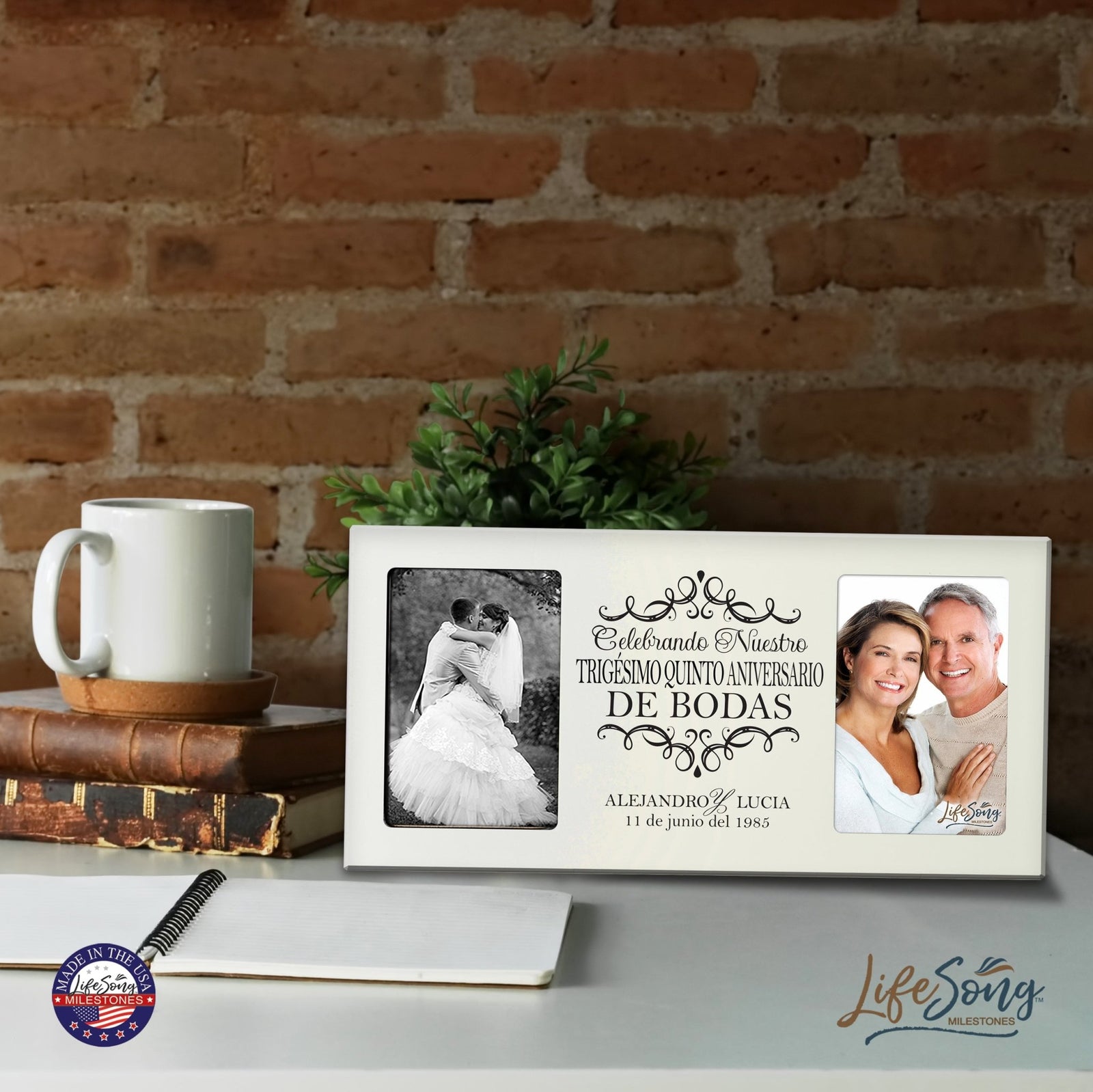 Unique Spanish Picture Frame 35th Wedding Anniversary Home Decor – Personalized Gift for Couples