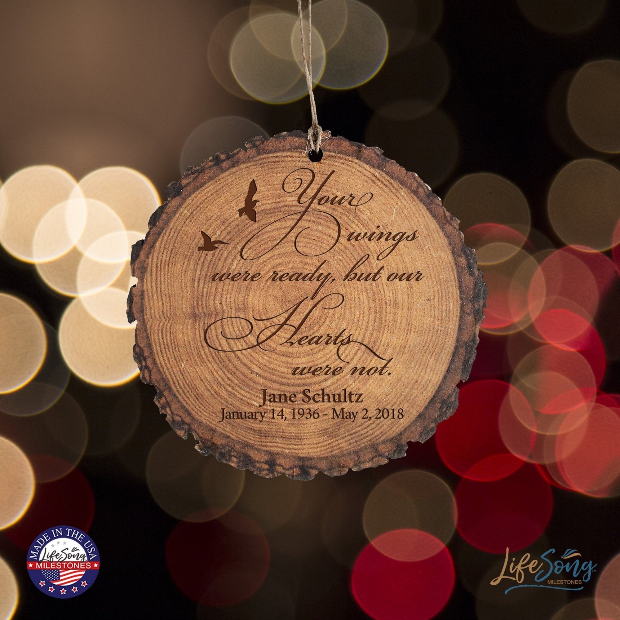 Personalized 3.75” Round Barky Hanging Memorial Ornament For Loss of Loved One - LifeSong Milestones