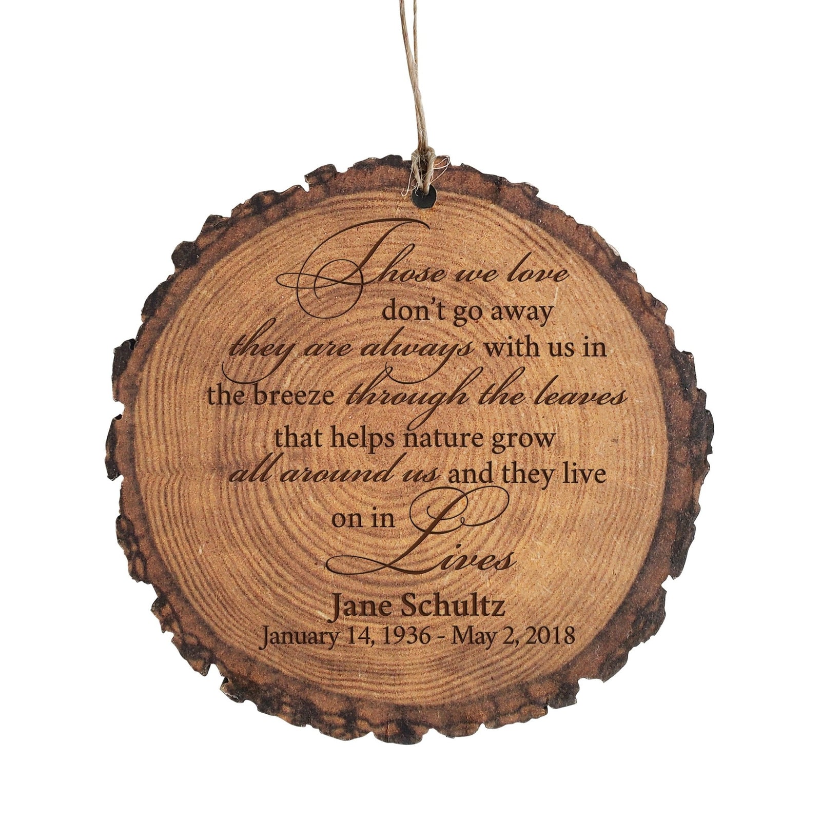 Personalized 3.75” Round Barky Hanging Memorial Ornament For Loss of Loved One - LifeSong Milestones