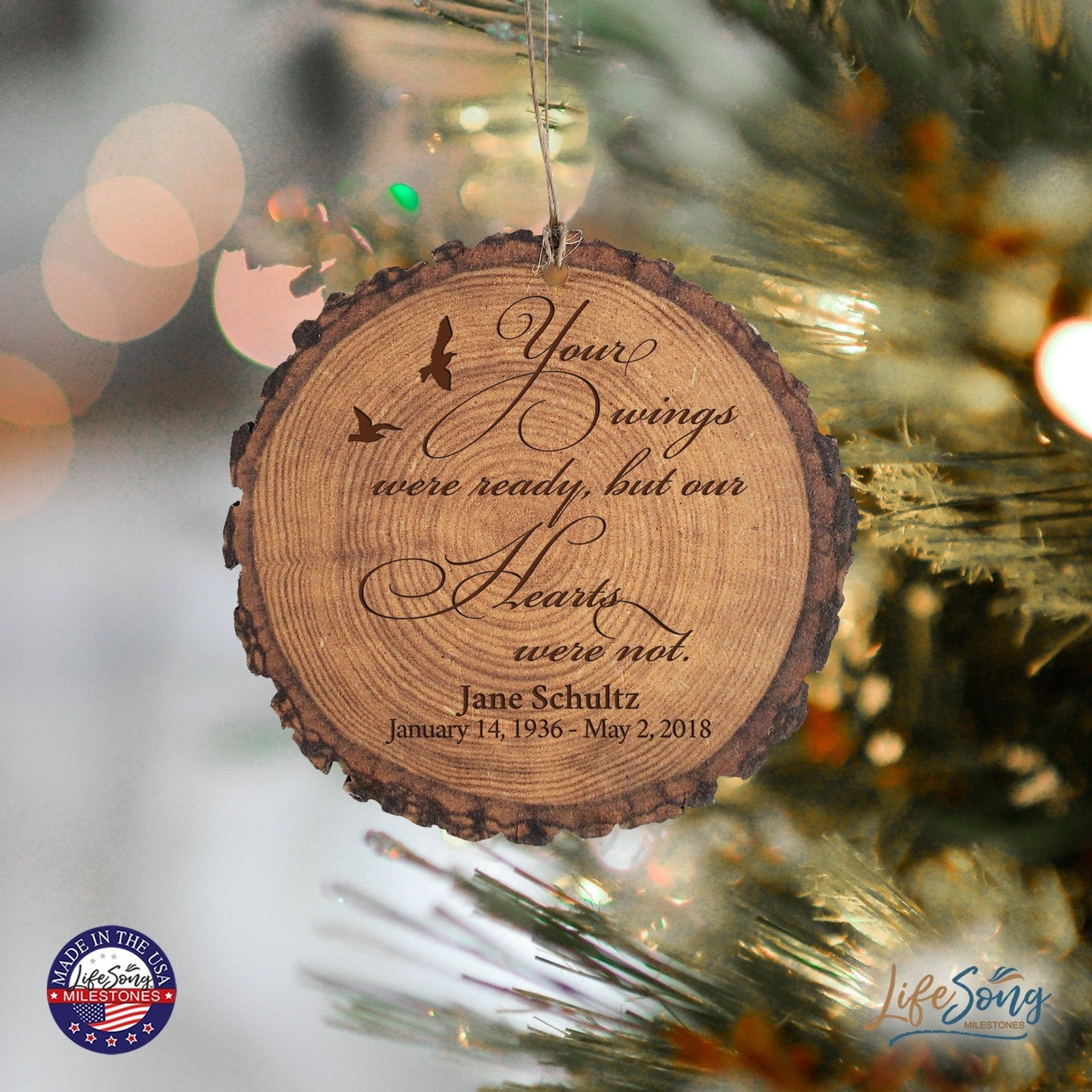 Personalized 3.75” Round Barky Hanging Memorial Ornament For Loss of Loved One - LifeSong Milestones