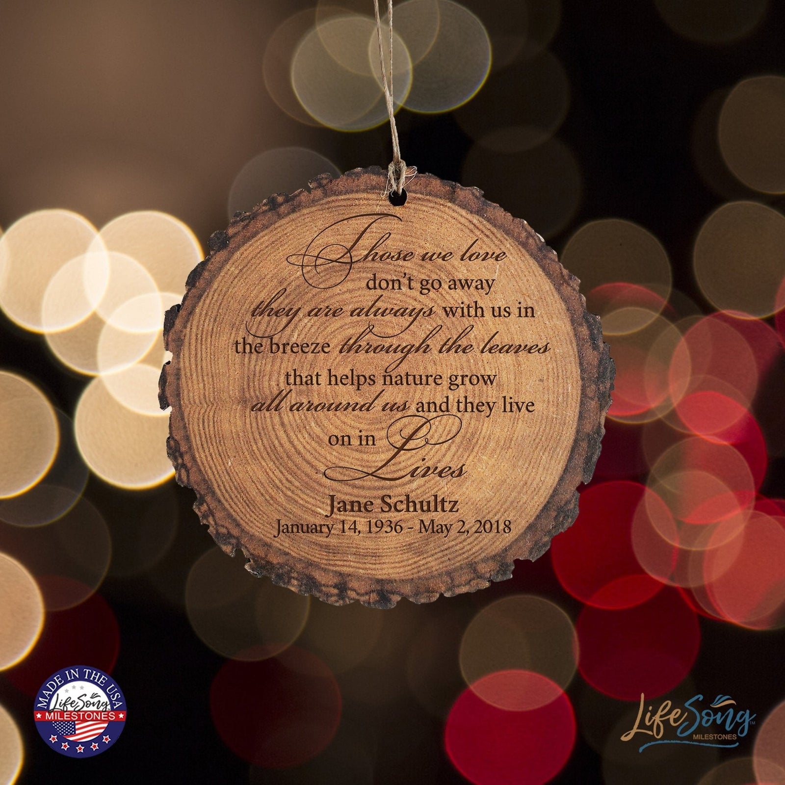 Personalized 3.75” Round Barky Hanging Memorial Ornament For Loss of Loved One - LifeSong Milestones