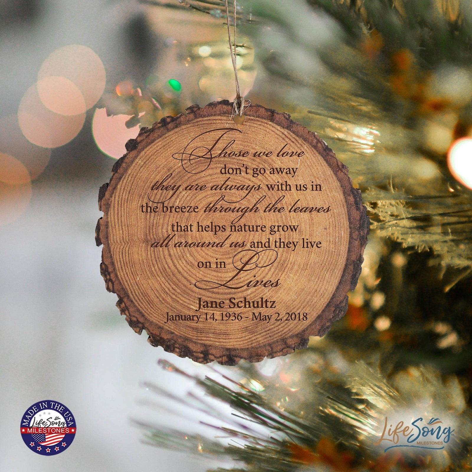 Personalized 3.75” Round Barky Hanging Memorial Ornament For Loss of Loved One - LifeSong Milestones