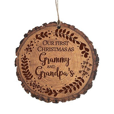 Personalized 3.75in Christmas Barky Ornament for Grandparents - Our First Christmas - LifeSong Milestones