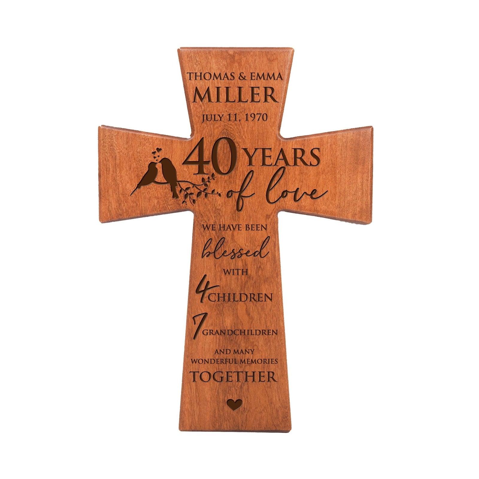Lifesong Milestones Elegant Personalized Wall Cross - Perfect for 40th Wedding Anniversary
