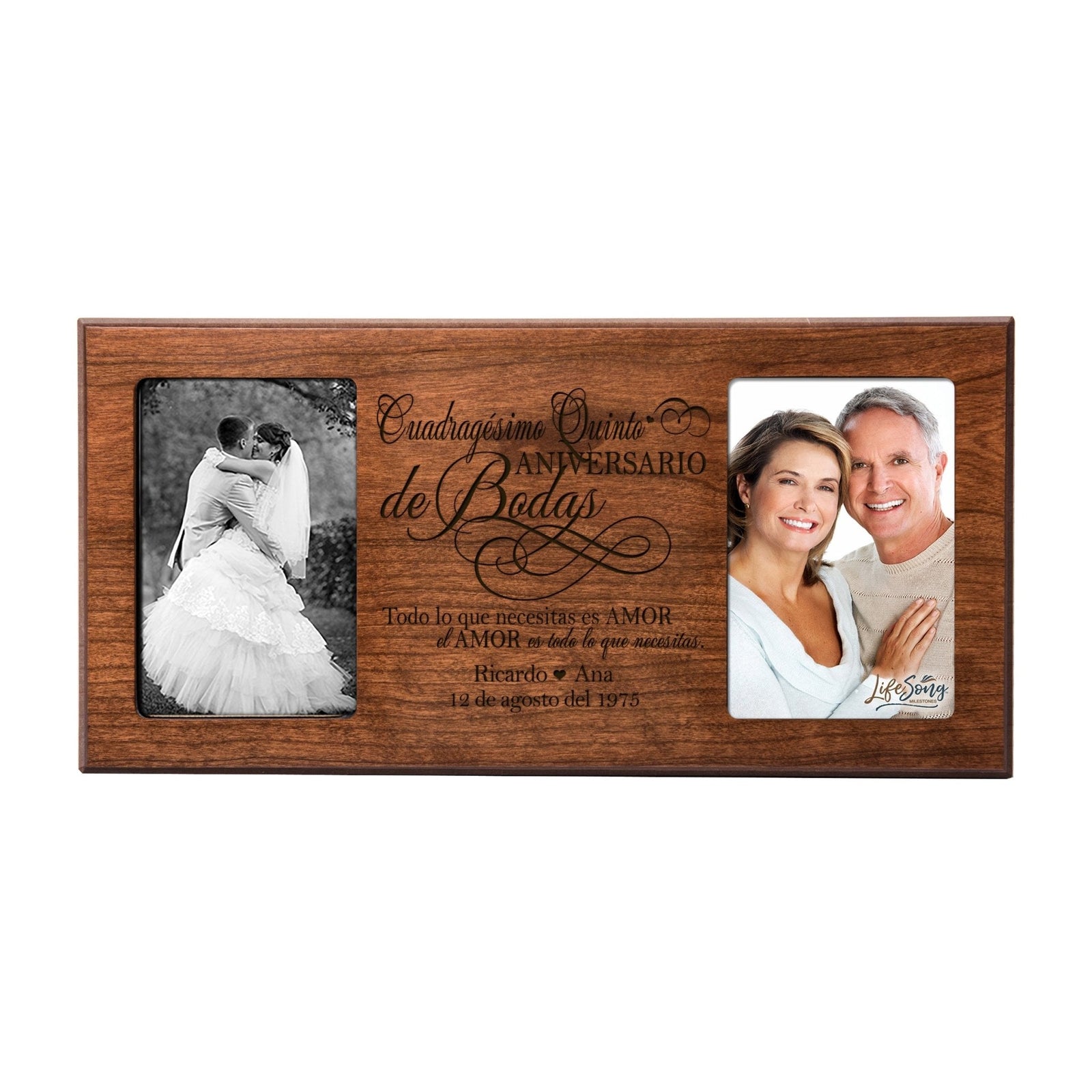 Lifesong Milestones Personalized Couples 45th Wedding Anniversary Spanish Picture Frame Home Decor