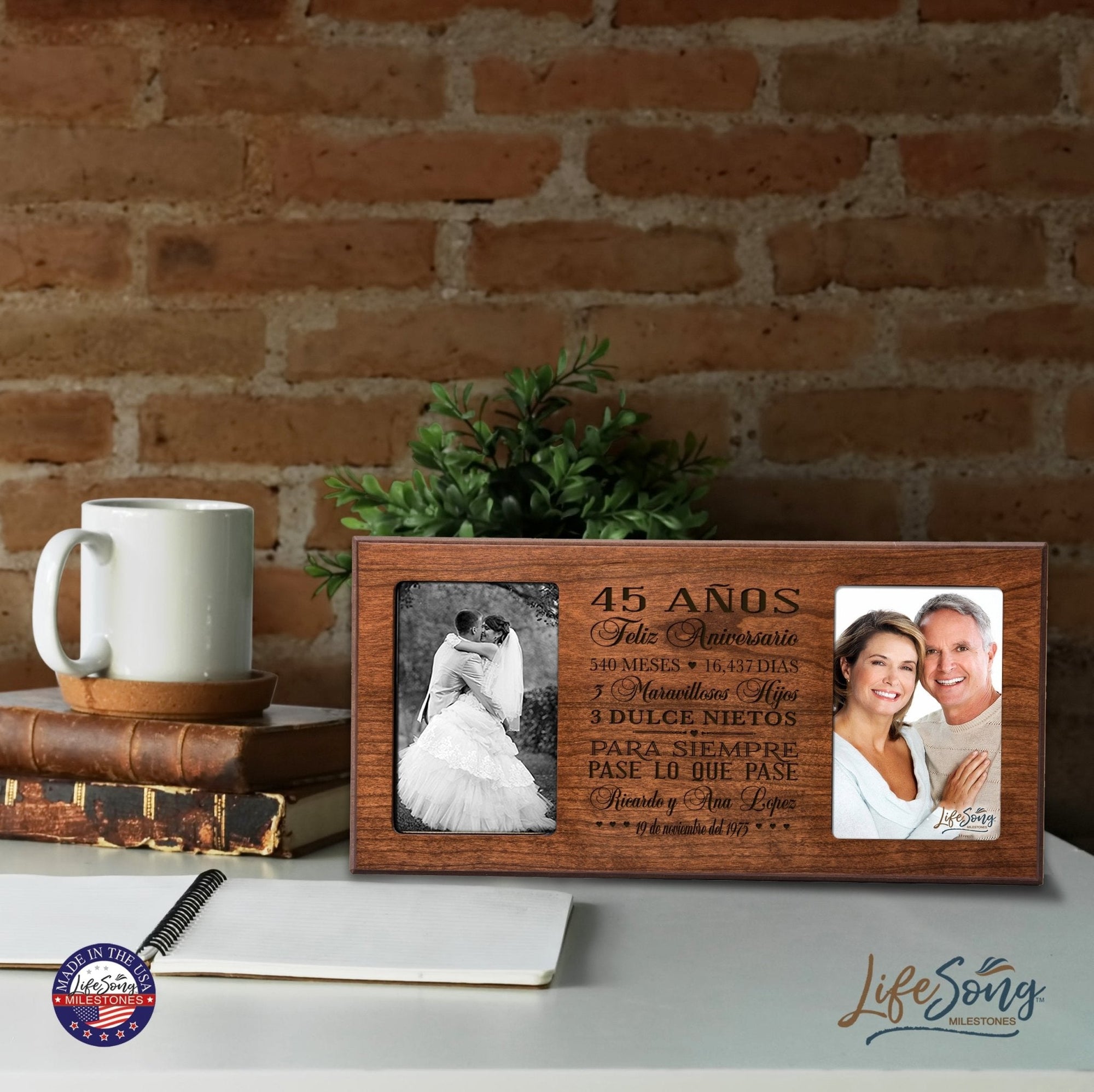 Lifesong Milestones Personalized Couples 45th Wedding Anniversary Spanish Picture Frame