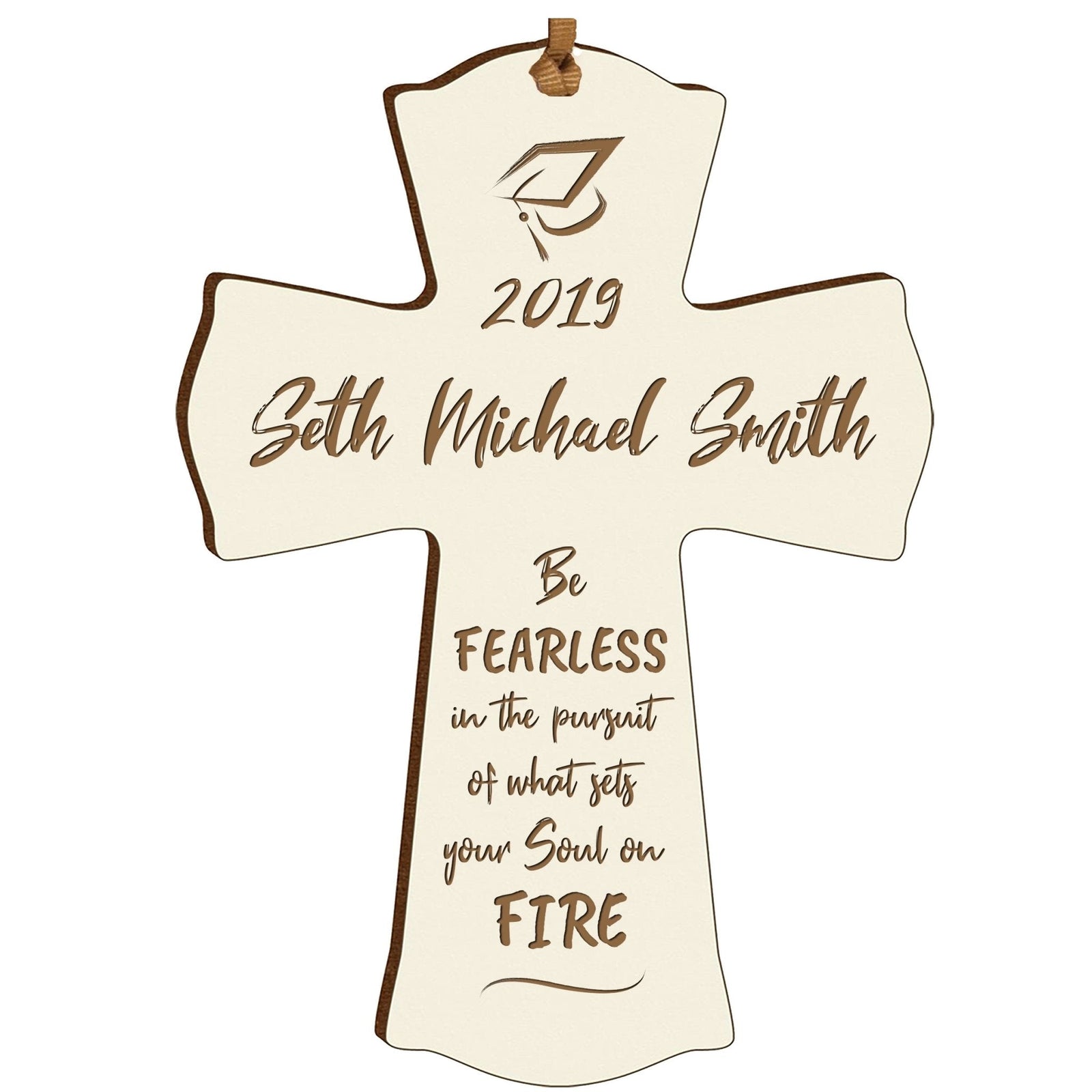 Personalized 4x6 Graduation Cross Gift For Graduate - Be Fearless - LifeSong Milestones