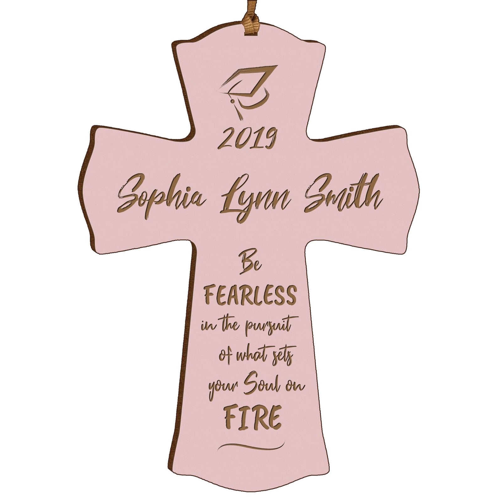 Personalized 4x6 Graduation Cross Gift For Graduate - Be Fearless - LifeSong Milestones