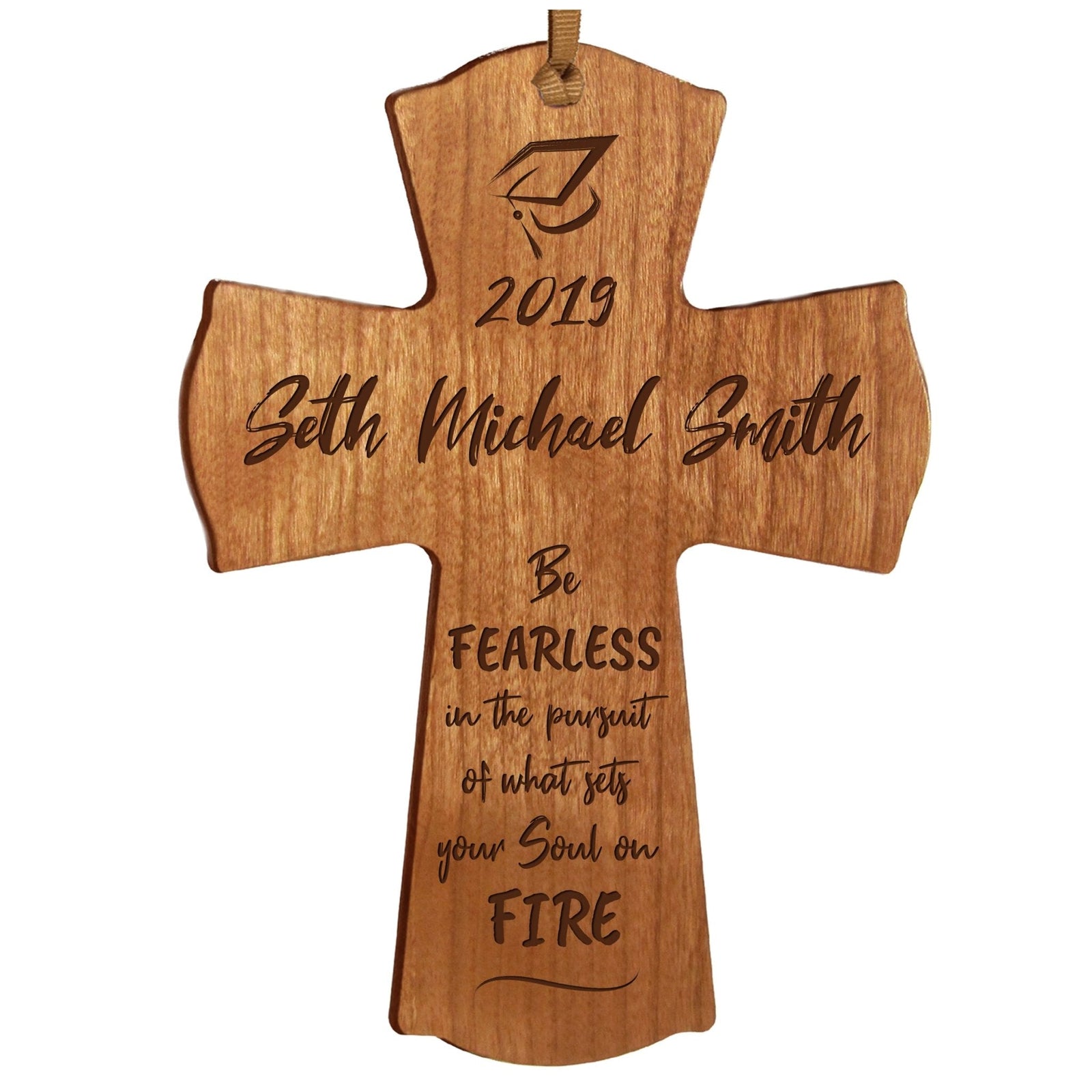 Personalized 4x6 Graduation Cross Gift For Graduate - Be Fearless - LifeSong Milestones