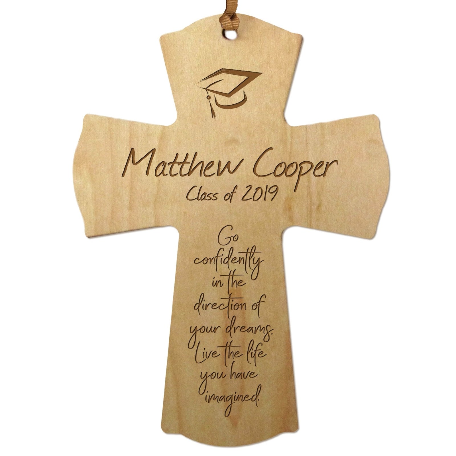 Personalized 4x6 Graduation Cross Gift For Graduate - Go Confidently - LifeSong Milestones