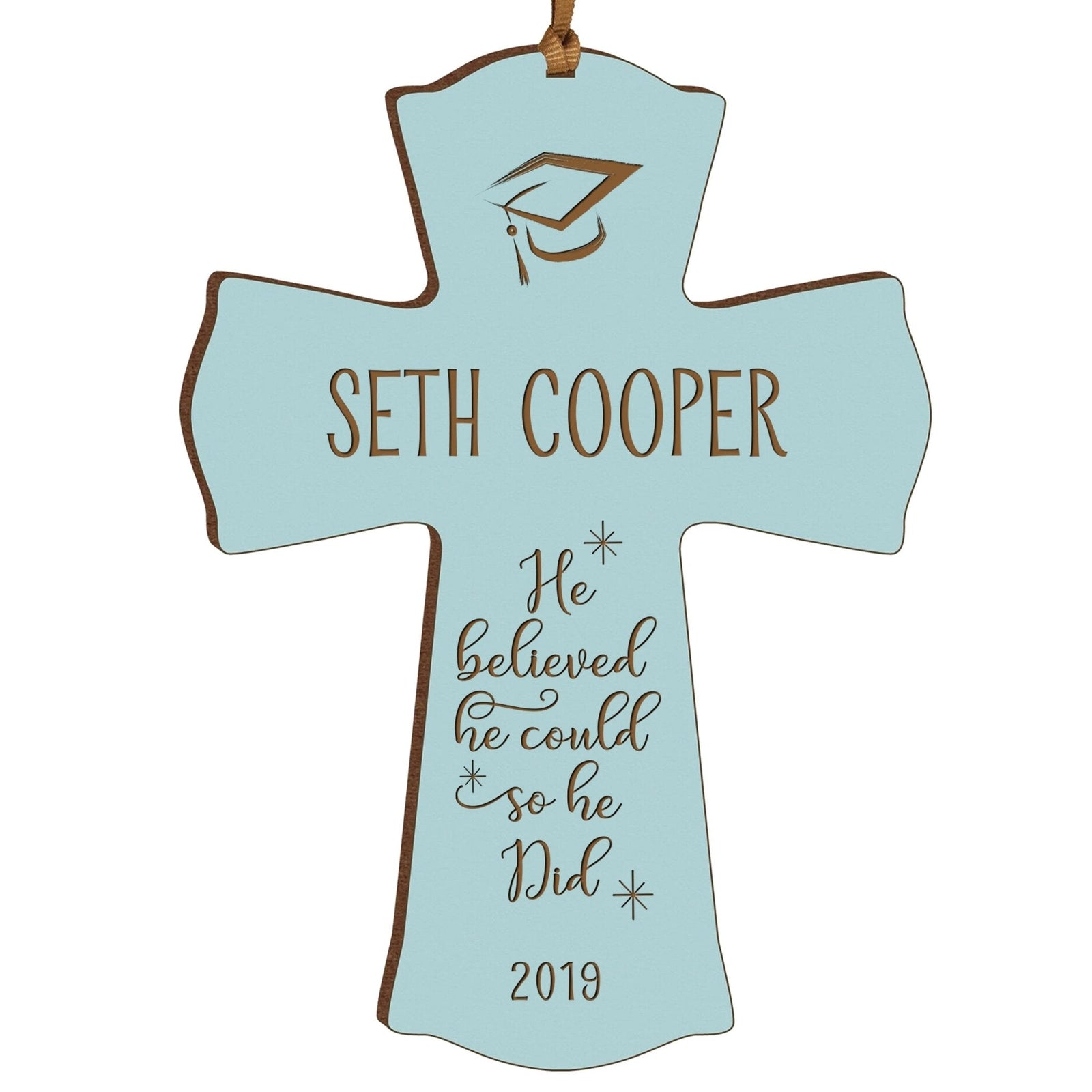 Personalized 4x6 Graduation Cross Gift For Graduate - He Believed - LifeSong Milestones