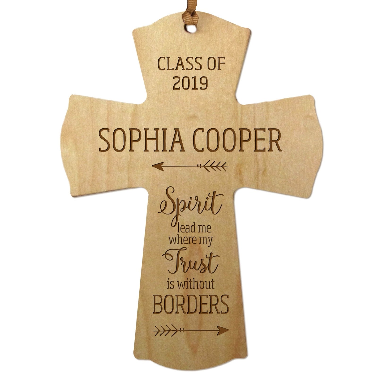 Personalized 4x6 Graduation Cross Gift For Graduate - Spirit Lead Me - LifeSong Milestones