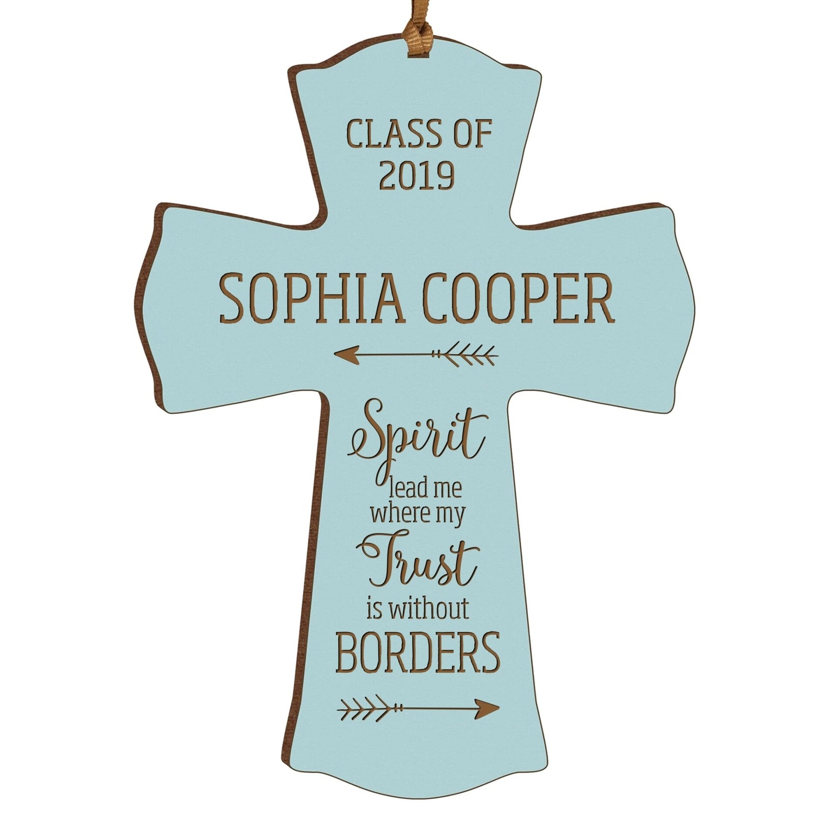 Personalized 4x6 Graduation Cross Gift For Graduate - Spirit Lead Me - LifeSong Milestones