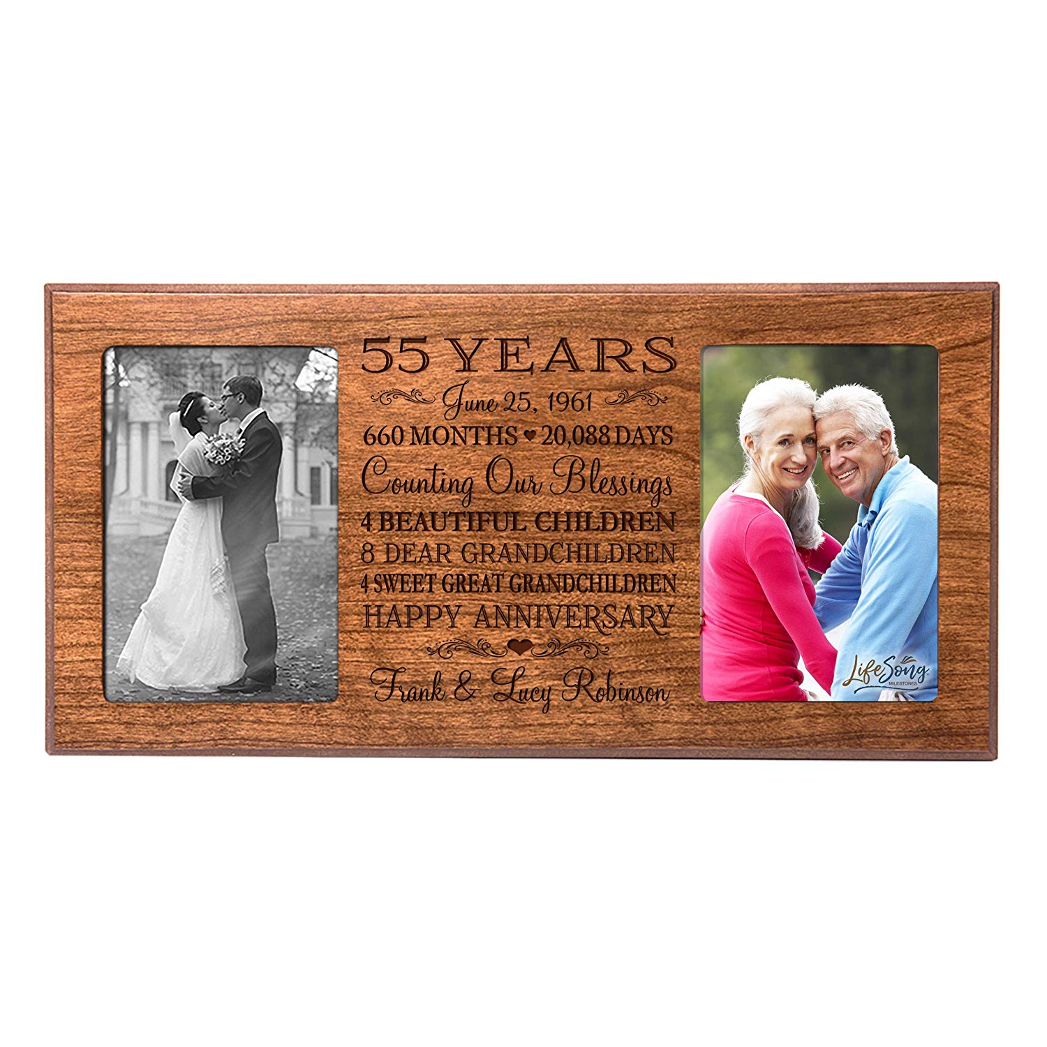 Lifesong Milestones Personalized Picture Frame for Couples 55th Wedding Anniversary Decorations