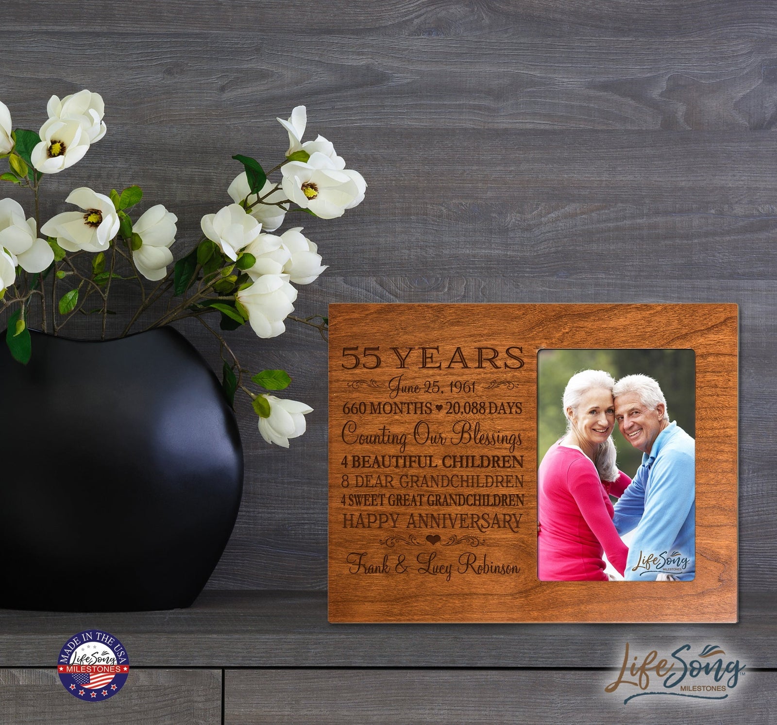 Lifesong Milestones Personalized Couples 55th Wedding Anniversary Picture Frame Decorations