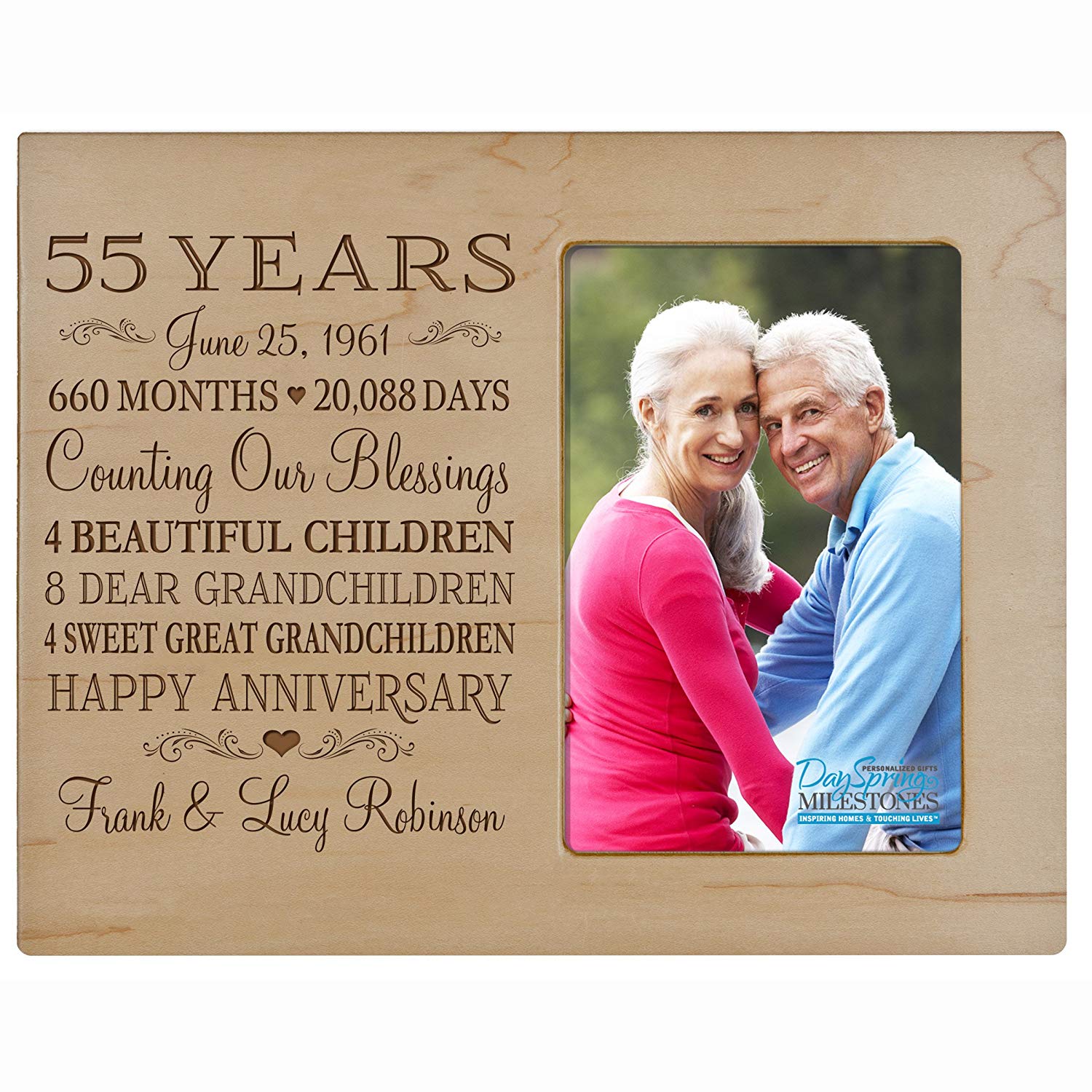 Lifesong Milestones Personalized Couples 55th Wedding Anniversary Picture Frame Decorations