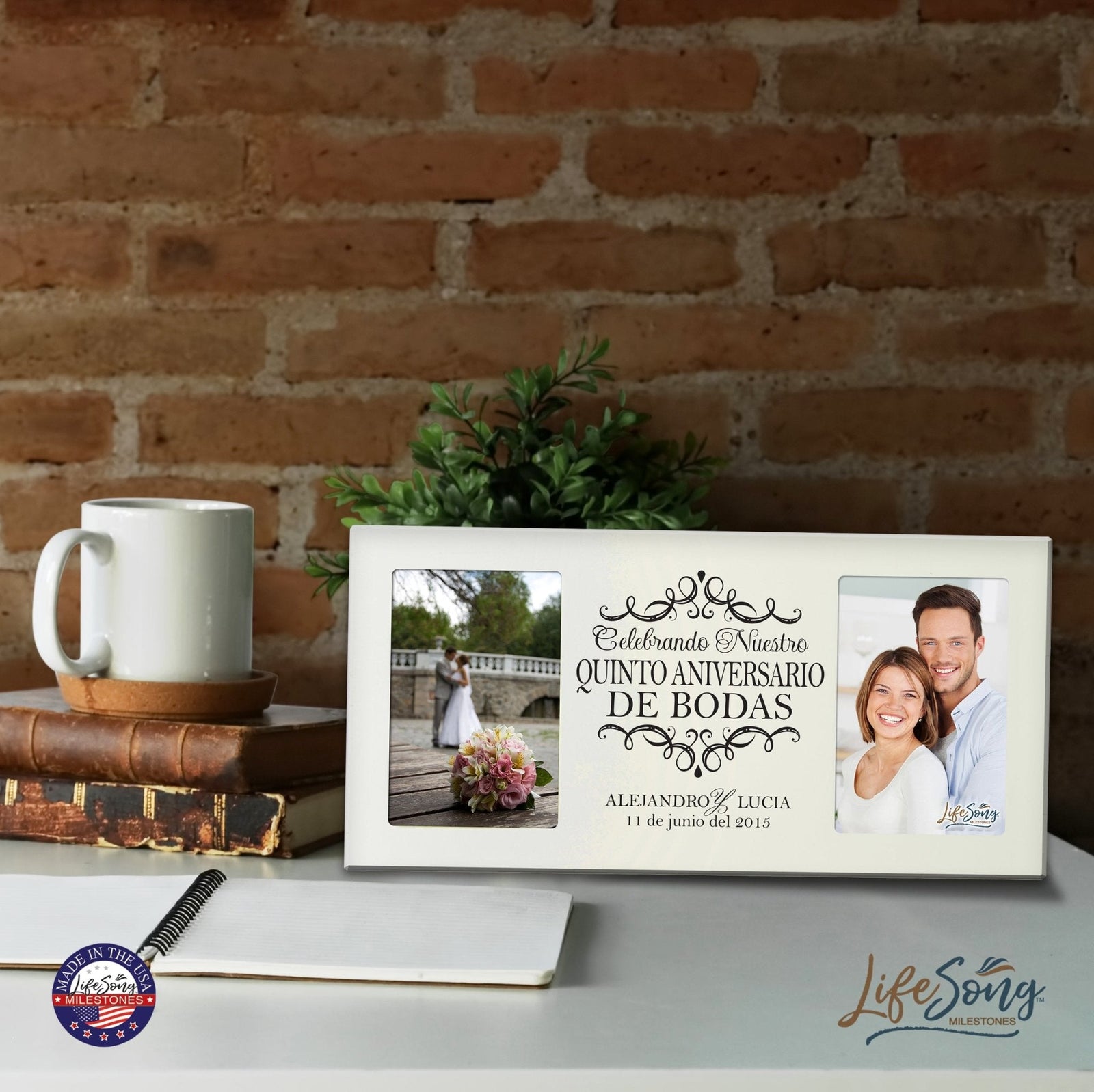 Unique Spanish Picture Frame 5th Wedding Anniversary Home Decor – Personalized Gift for Couples