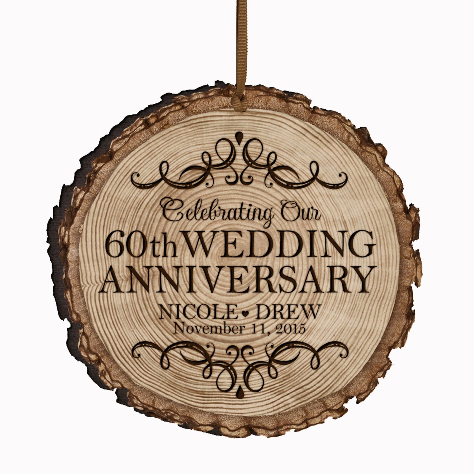 Personalized 60th Wedding Anniversary Engraved Ornament - LifeSong Milestones