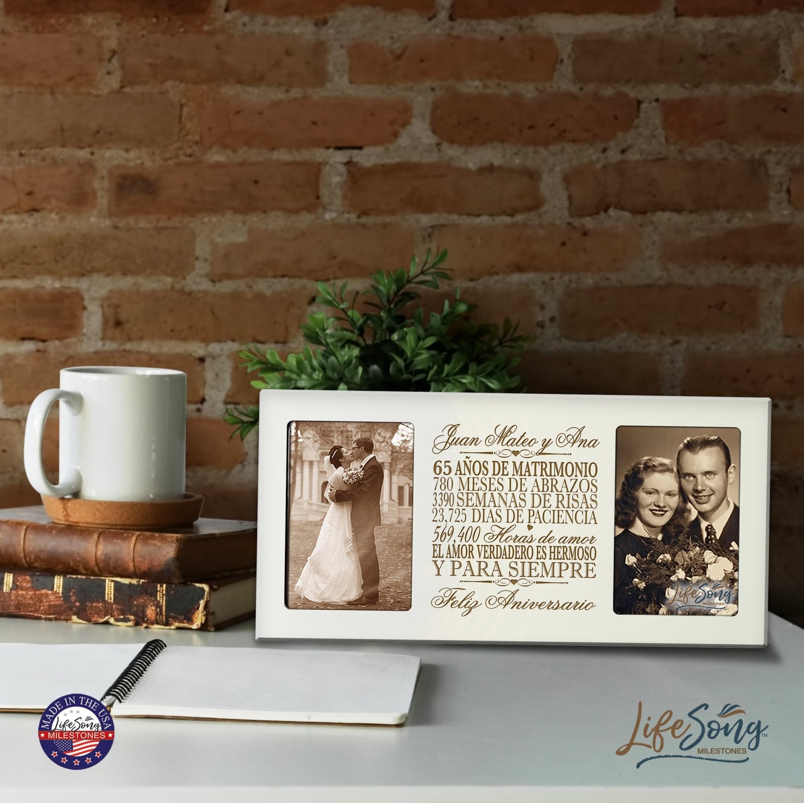 Lifesong Milestones Personalized 65th Wedding Anniversary Spanish Picture Frame