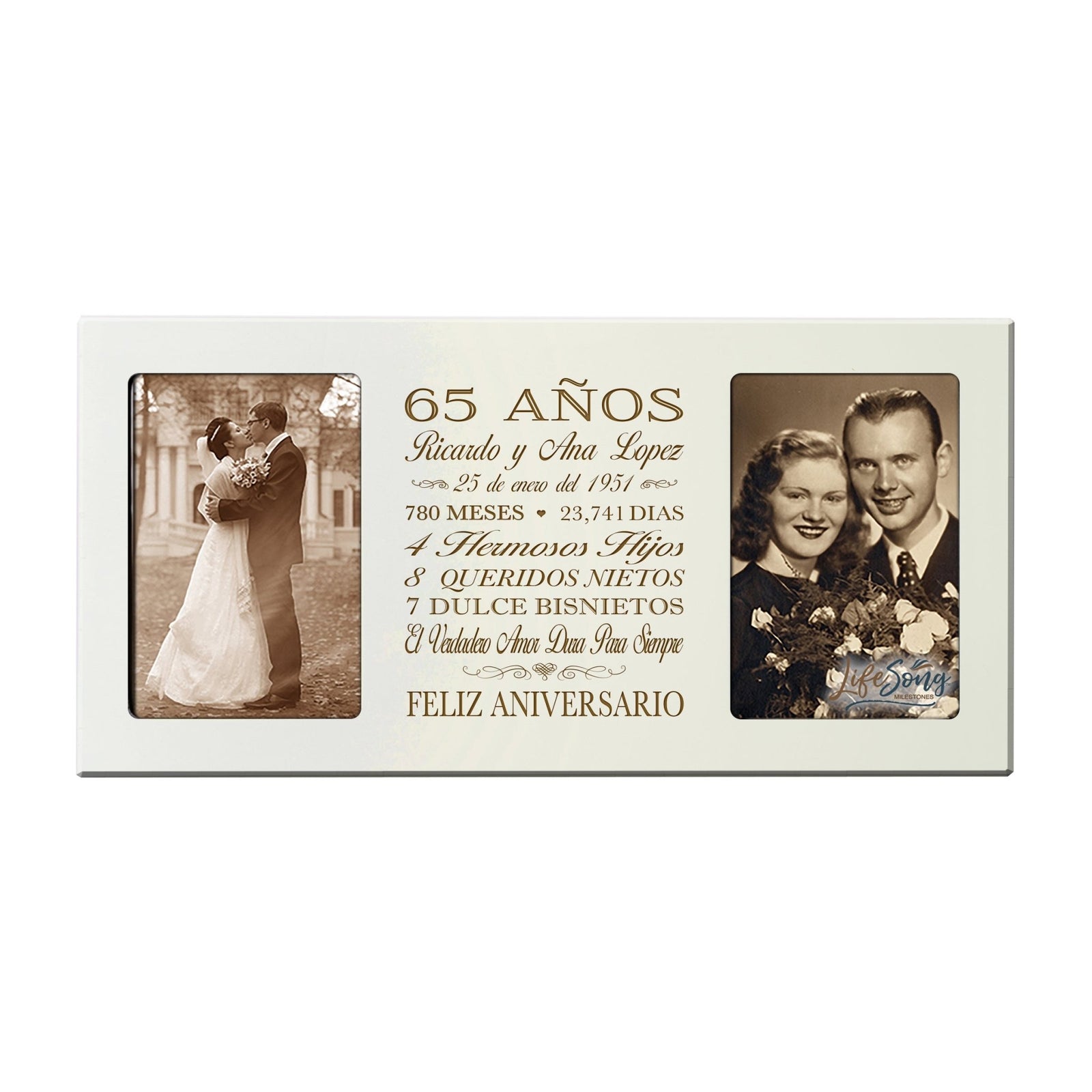 Lifesong Milestones Personalized Couples 65th Wedding Anniversary Spanish Picture Frame