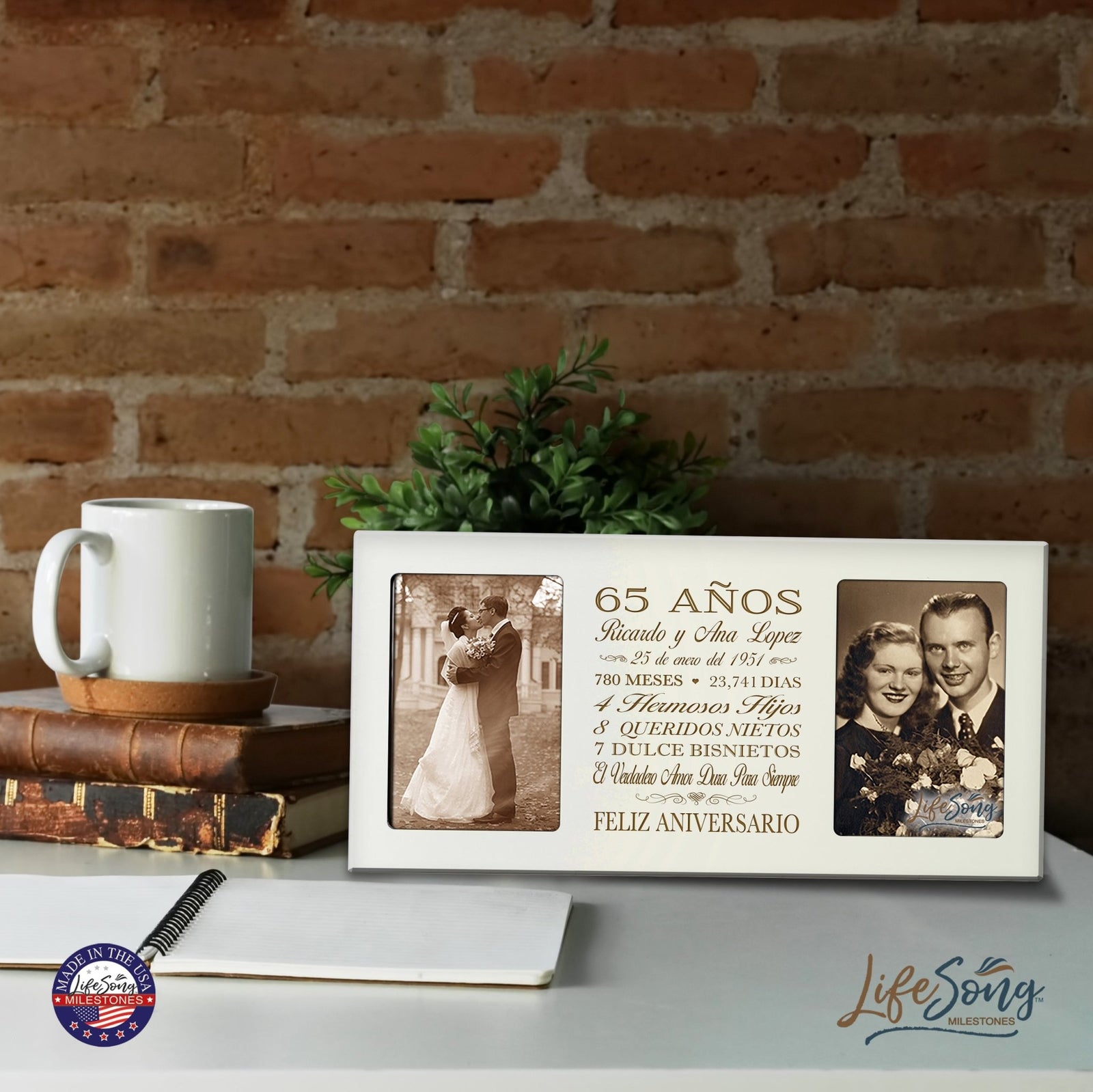 Lifesong Milestones Personalized Couples 65th Wedding Anniversary Spanish Picture Frame