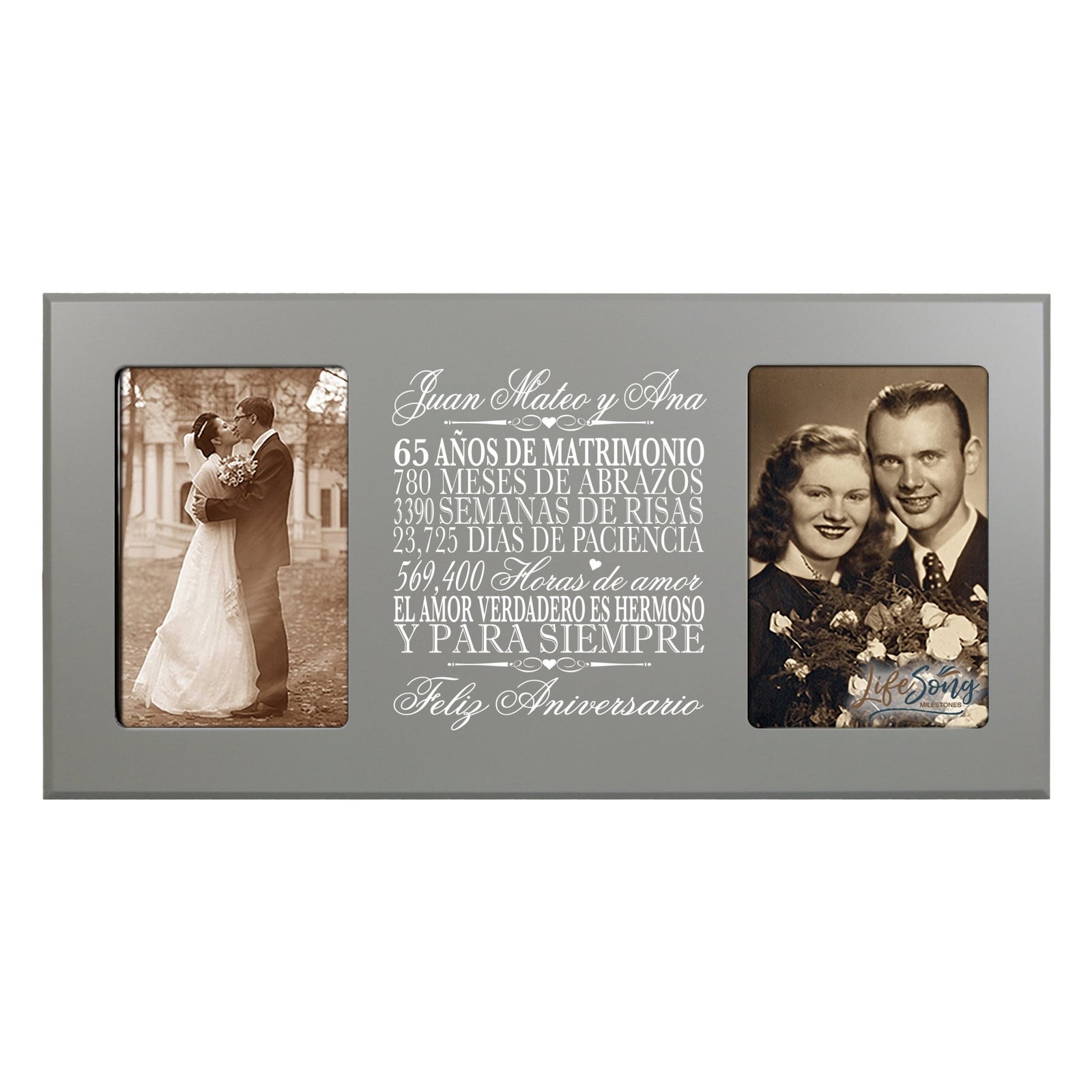 Lifesong Milestones Personalized 65th Wedding Anniversary Spanish Picture Frame