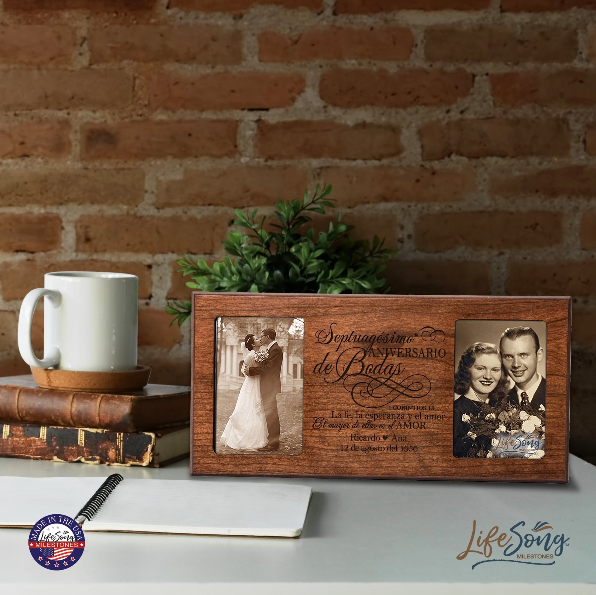 Lifesong Milestones Personalized Couples 70th Wedding Anniversary Spanish Picture Frame Home Decor 