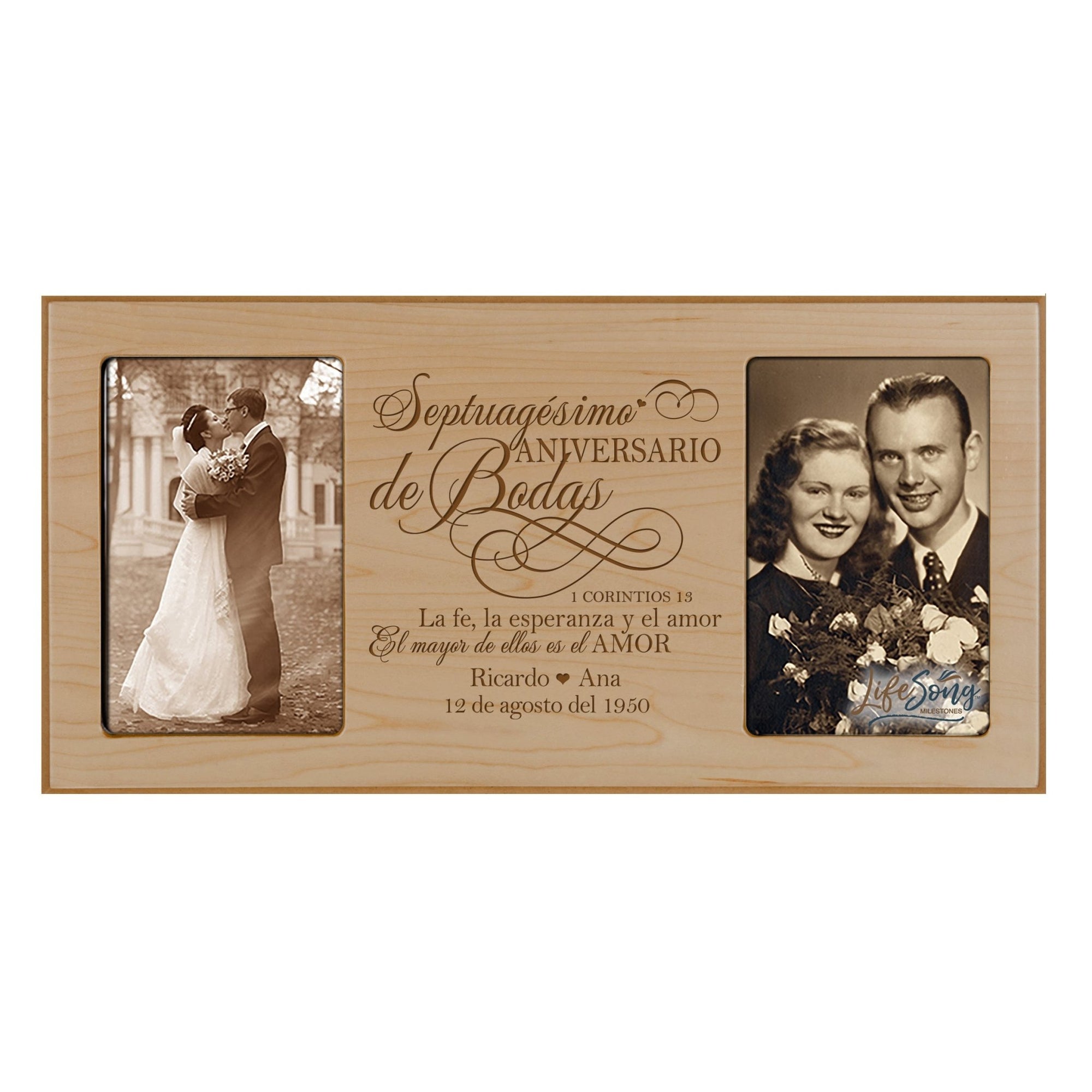 Lifesong Milestones Personalized Couples 70th Wedding Anniversary Spanish Picture Frame Home Decor 