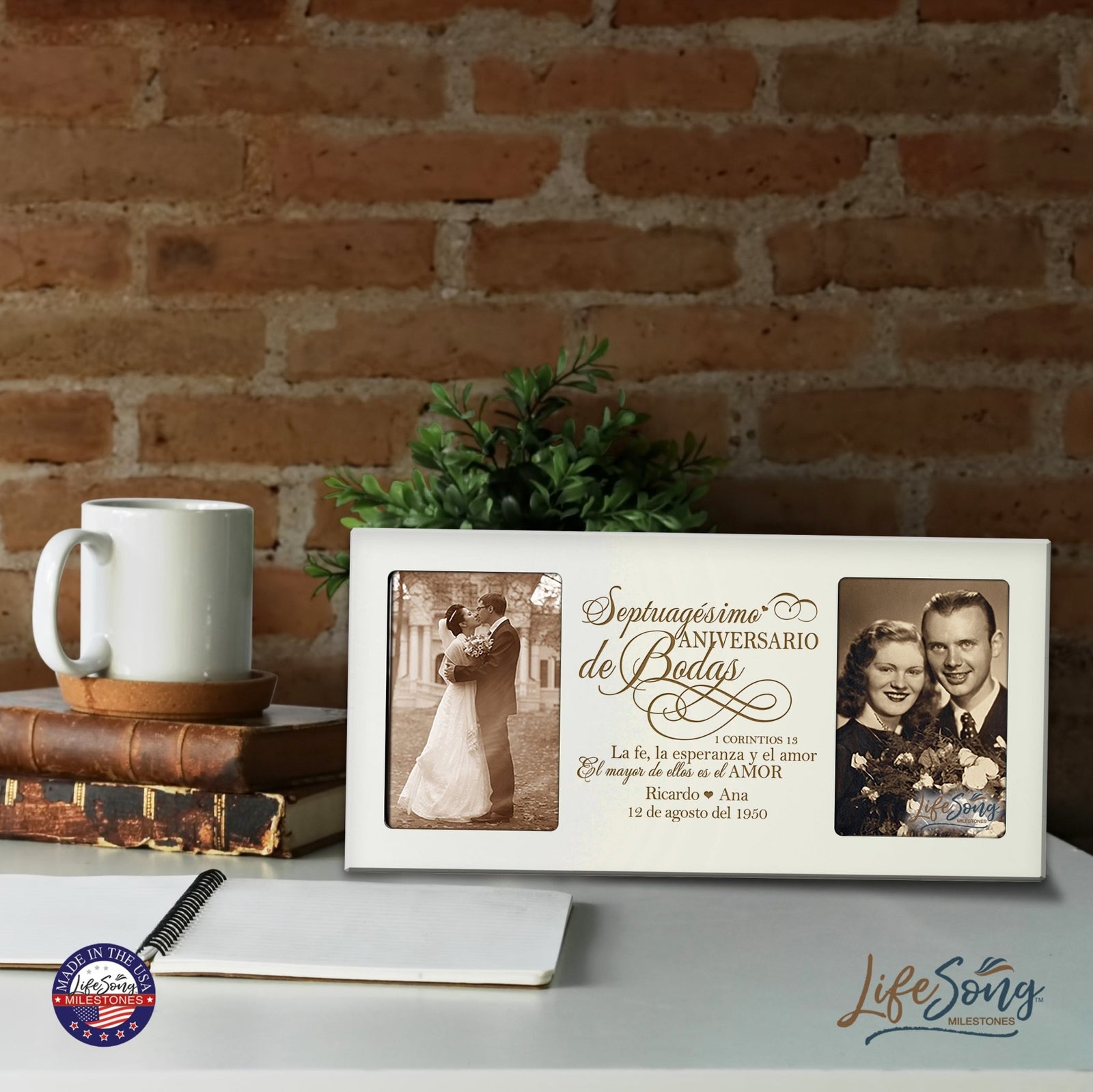 Lifesong Milestones Personalized Couples 70th Wedding Anniversary Spanish Picture Frame Home Decor