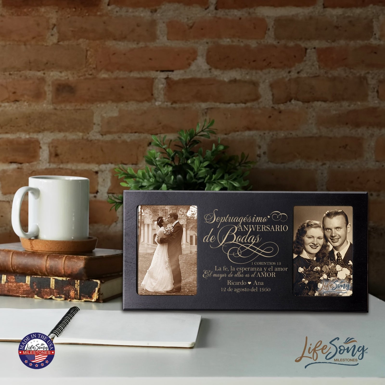 Lifesong Milestones Personalized Couples 70th Wedding Anniversary Spanish Picture Frame Home Decor