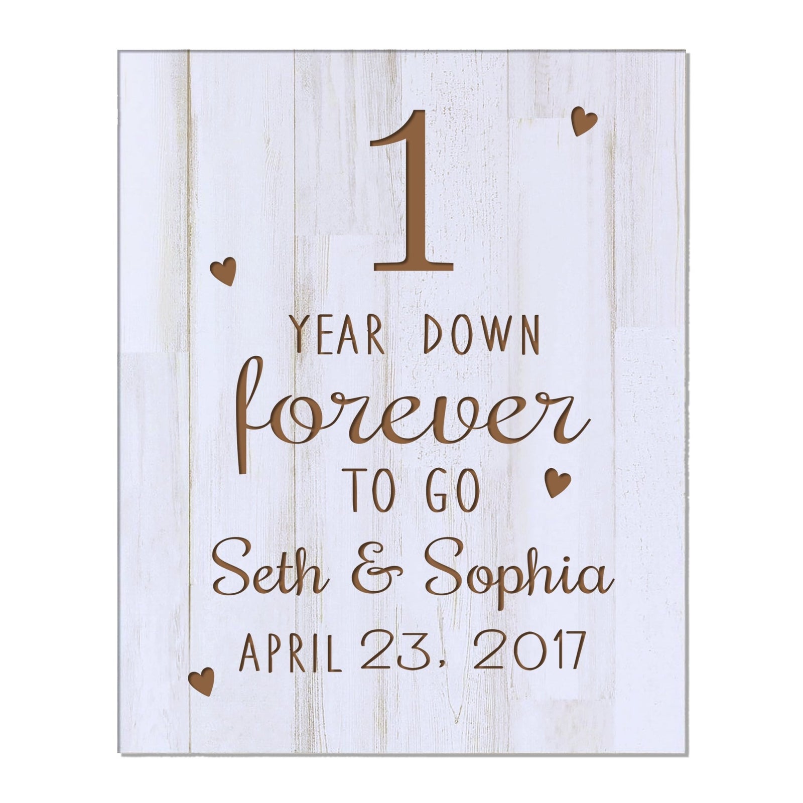 Personalized 8x10 Anniversary Plaques - 1 Year Down - LifeSong Milestones