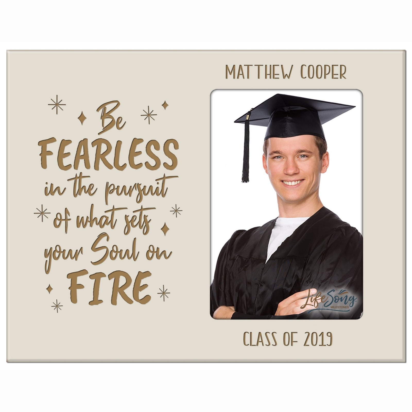 Personalized 8x10 Graduation Vertical Photo Frame Gift - Be Fearless - LifeSong Milestones