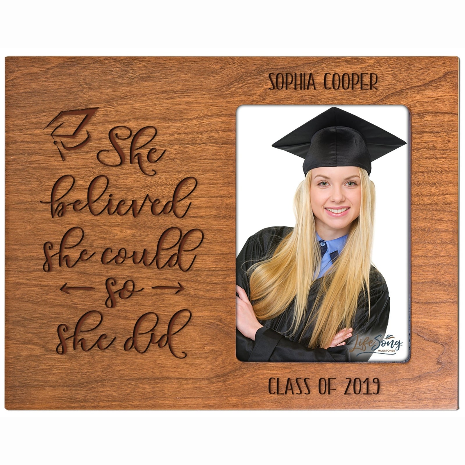 Personalized 8x10 Graduation Vertical Photo Frame Gift - She Believed - LifeSong Milestones