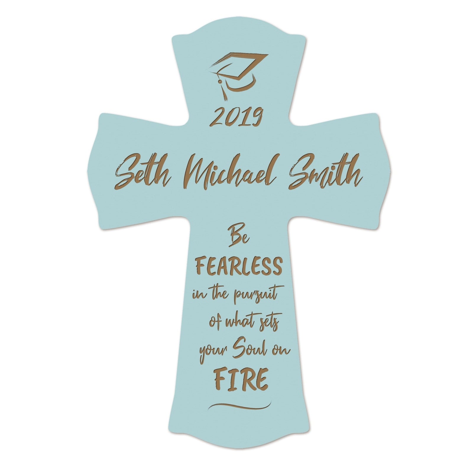 Personalized 8x11 Graduation Cross Gift For Graduate - Be Fearless - LifeSong Milestones