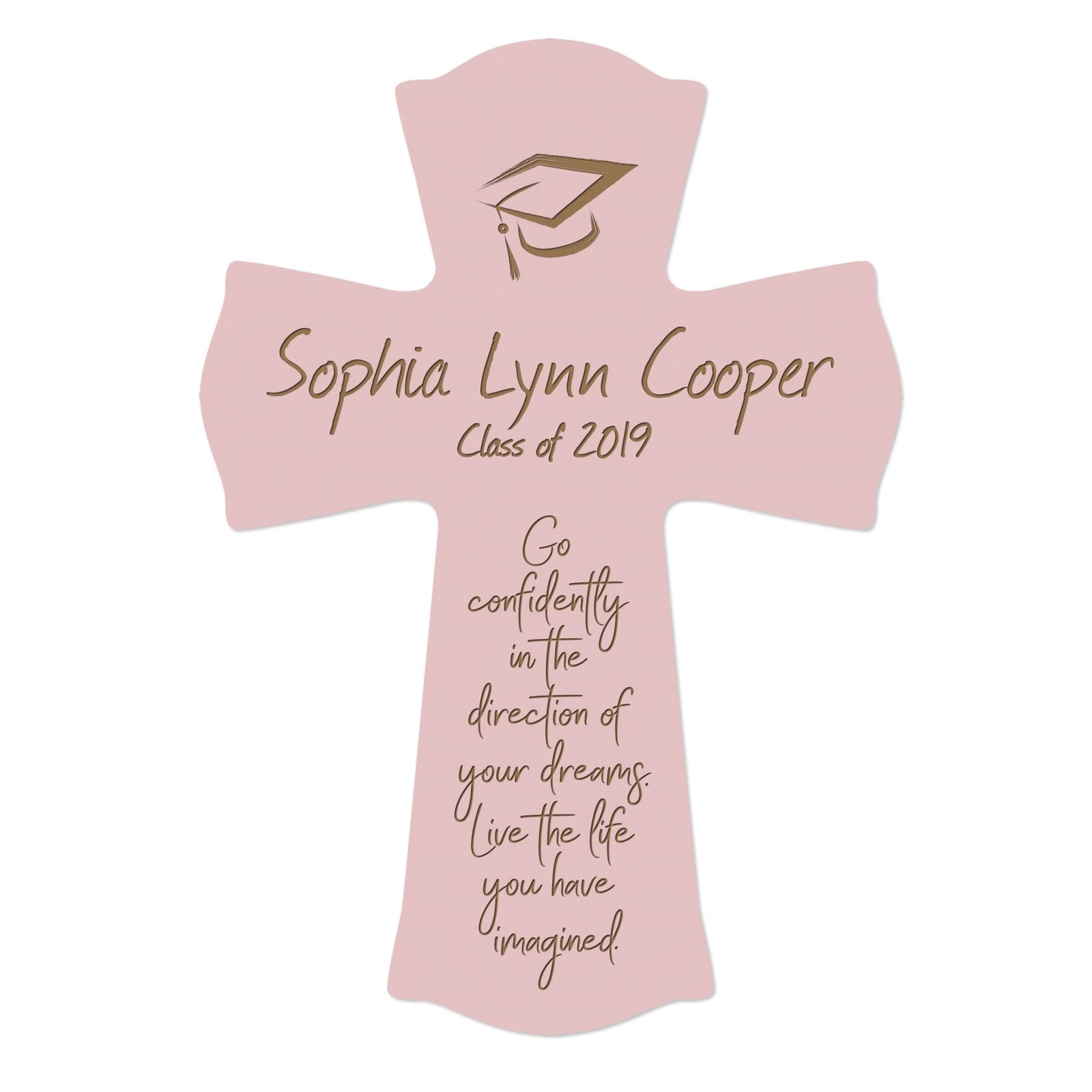 Personalized 8x11 Graduation Cross Gift For Graduate - Go Confidently - LifeSong Milestones