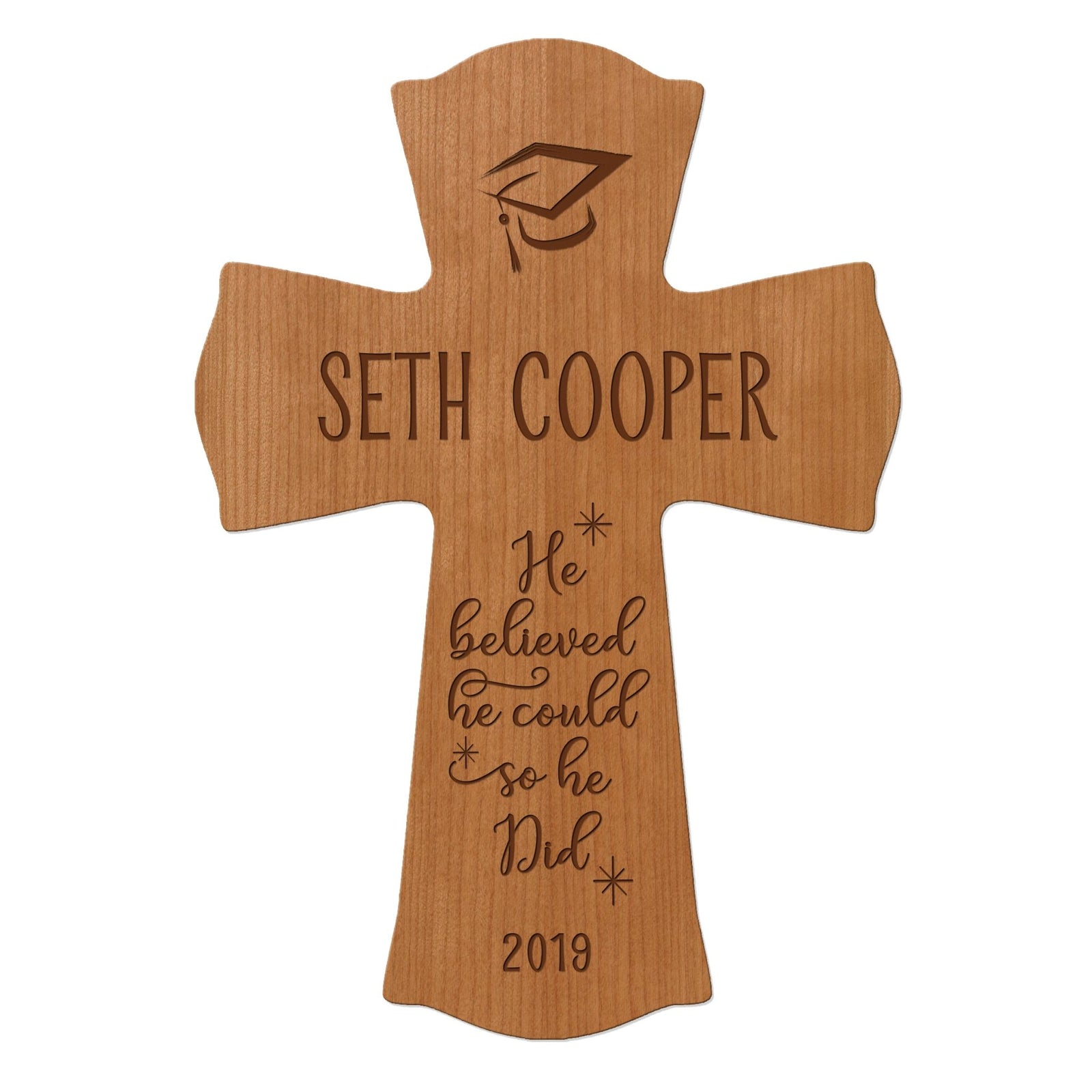 Personalized 8x11 Graduation Cross Gift For Graduate - He Believed - LifeSong Milestones