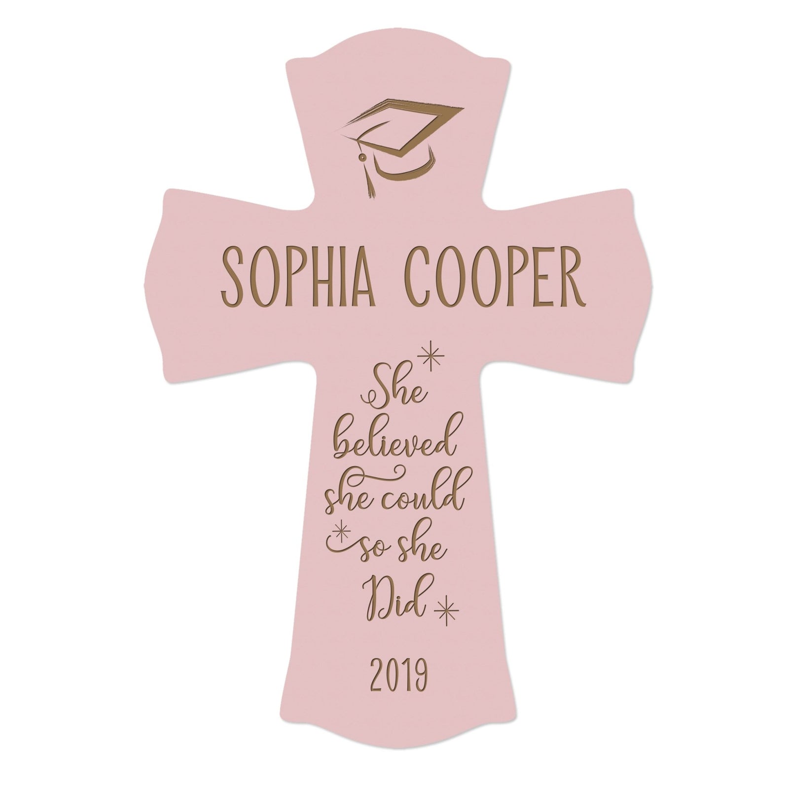 Personalized 8x11 Graduation Cross Gift For Graduate - She Believed - LifeSong Milestones