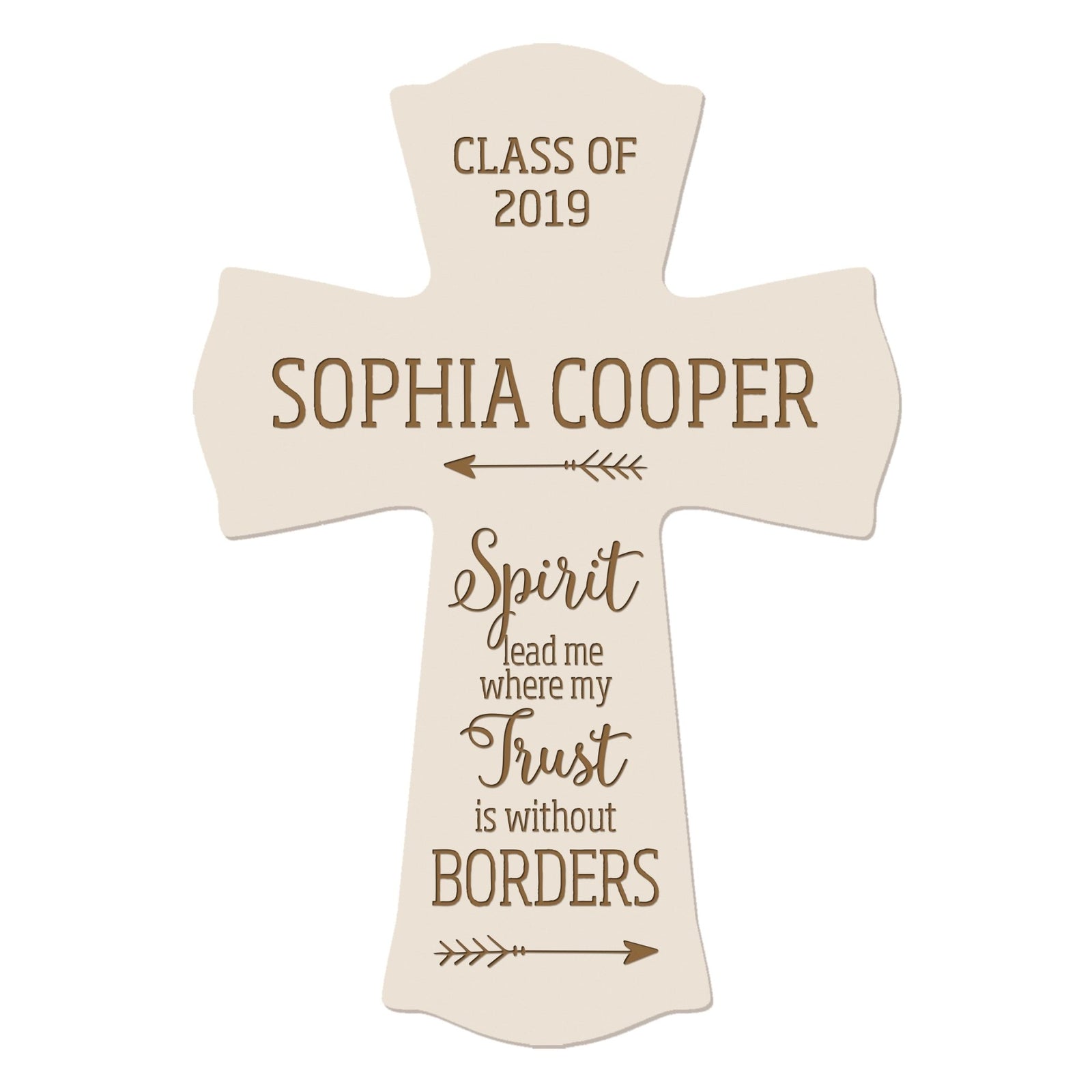 Personalized 8x11 Graduation Cross Gift For Graduate - Spirit Lead Me - LifeSong Milestones