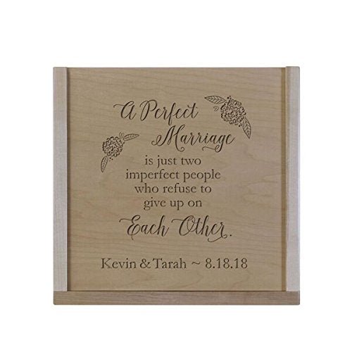 Personalized A Perfect Marriage Wooden Wedding Card Box with Sliding Top - LifeSong Milestones