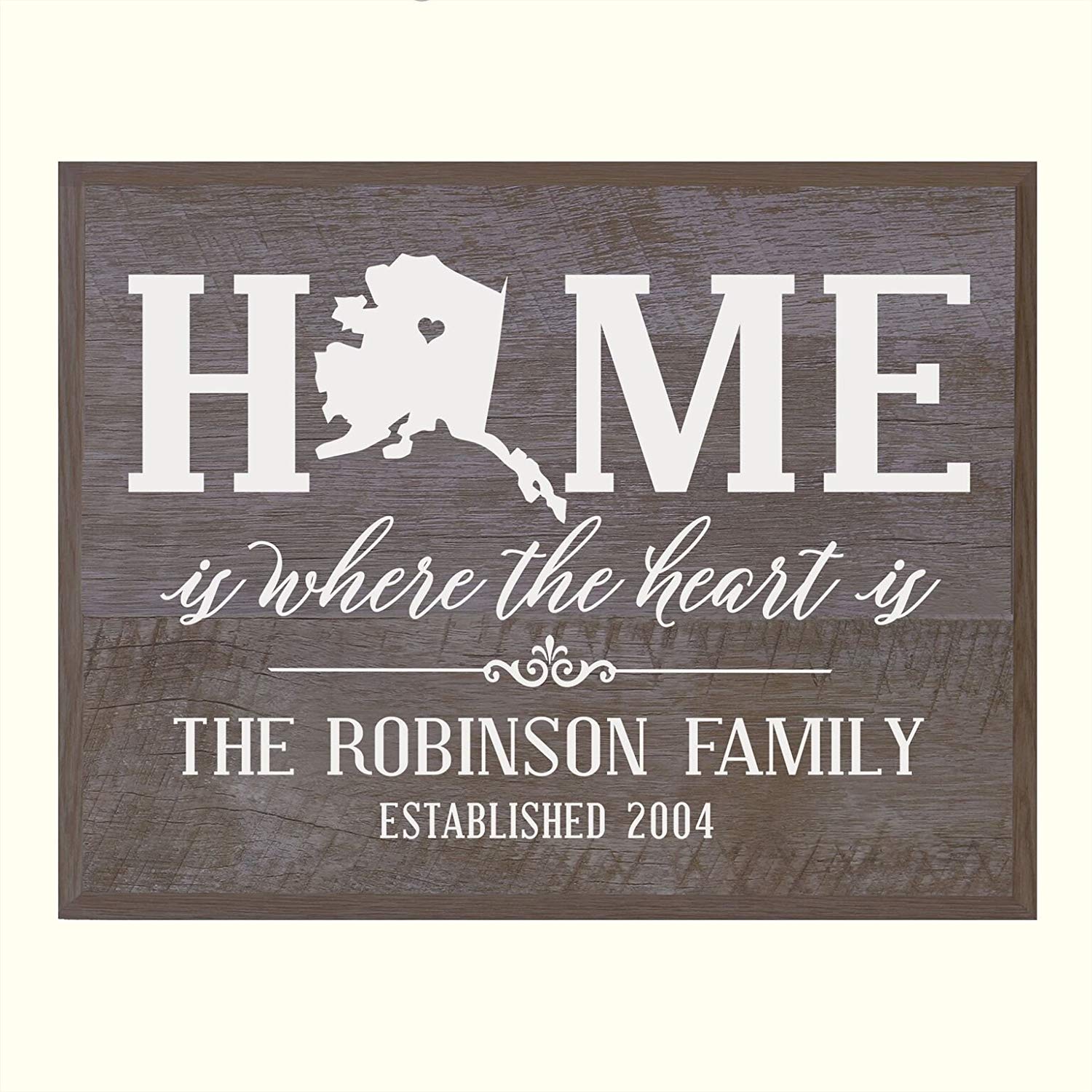 Personalized Alaska State Home is Where the heart is Sign - LifeSong Milestones