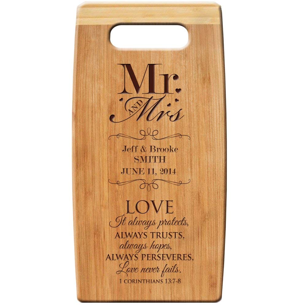Personalized Anniversary Bamboo Cutting Board Mr & Mrs - LifeSong Milestones