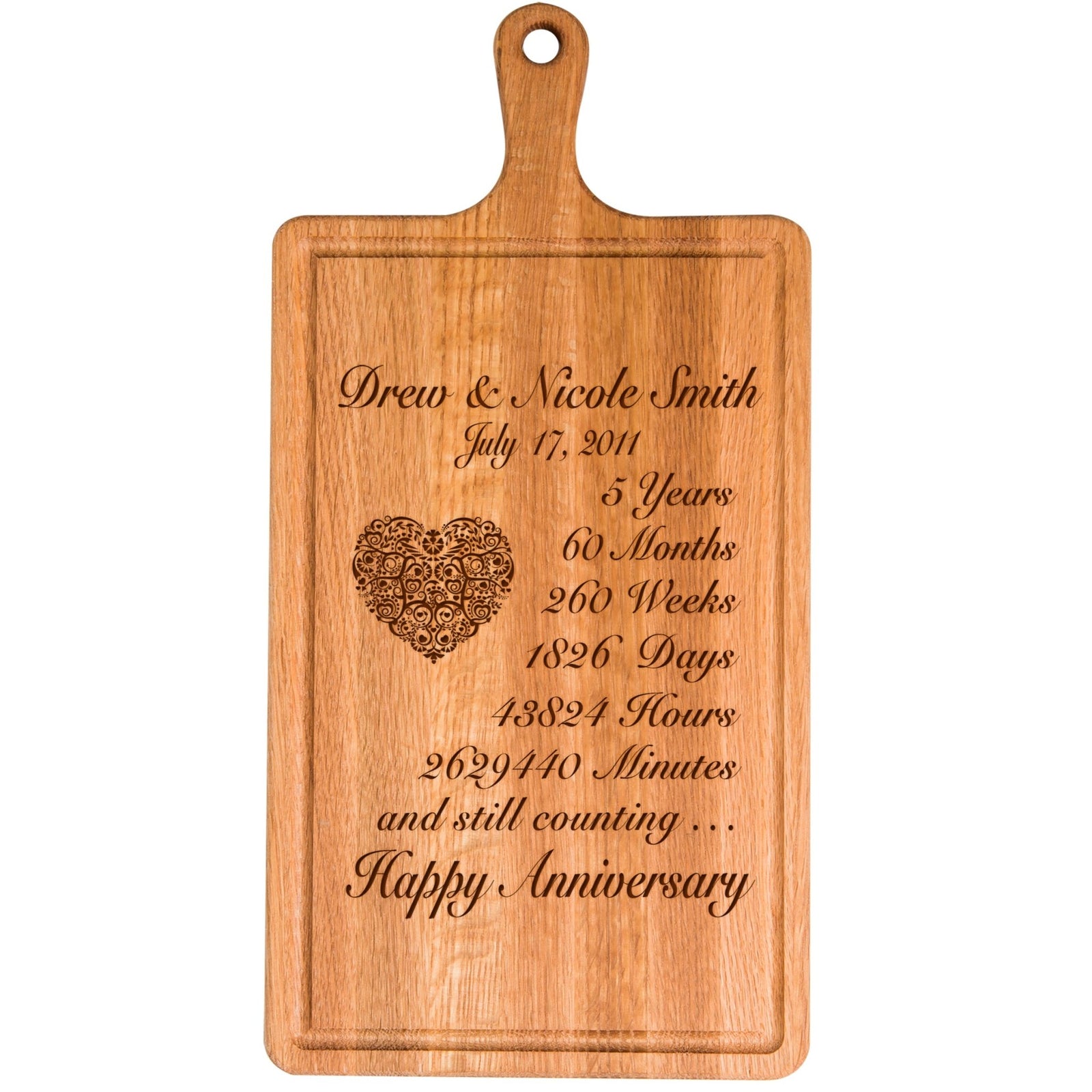 Personalized Anniversary Cutting Board - Years Months Weeks Days Hours Minutes Seconds - LifeSong Milestones