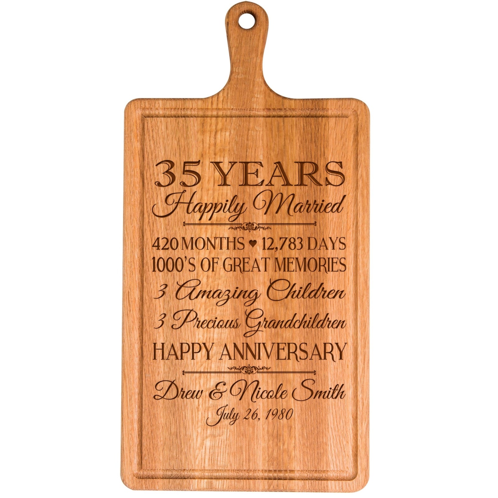 Personalized Anniversary Cutting Board - Years Months Weeks Days Hours Minutes Seconds - LifeSong Milestones