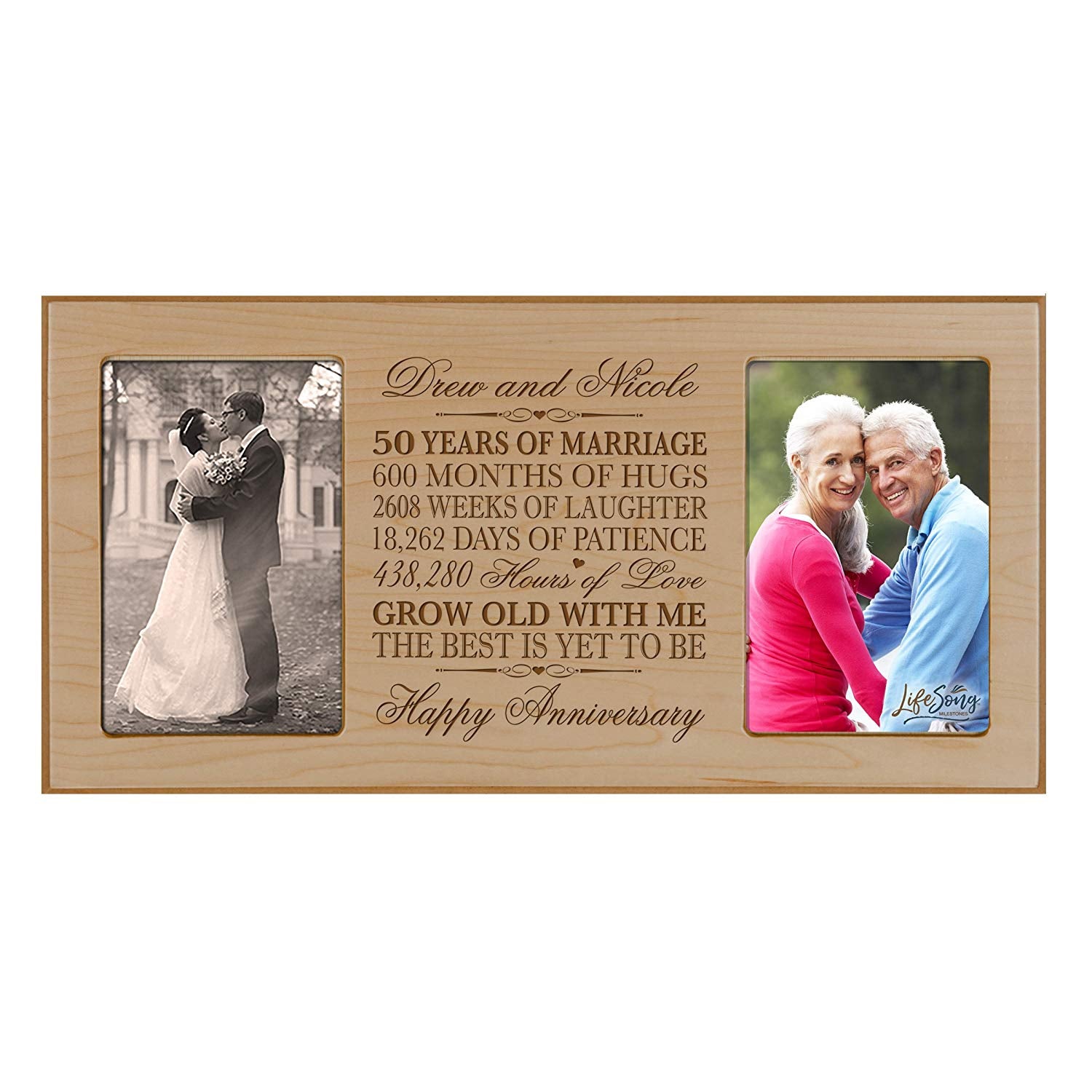 50th anniversary double picture frame personalized gift for golden wedding anniversary