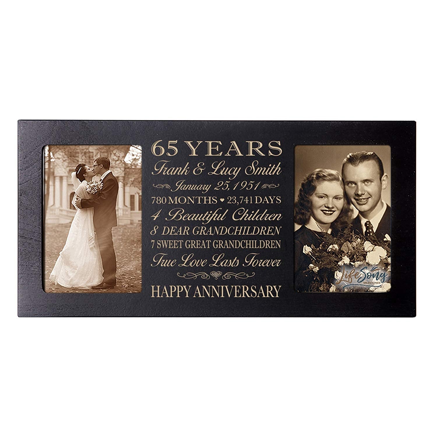Lifesong Milestones Personalized Picture Frame for Couples 65th Wedding Anniversary Decorations