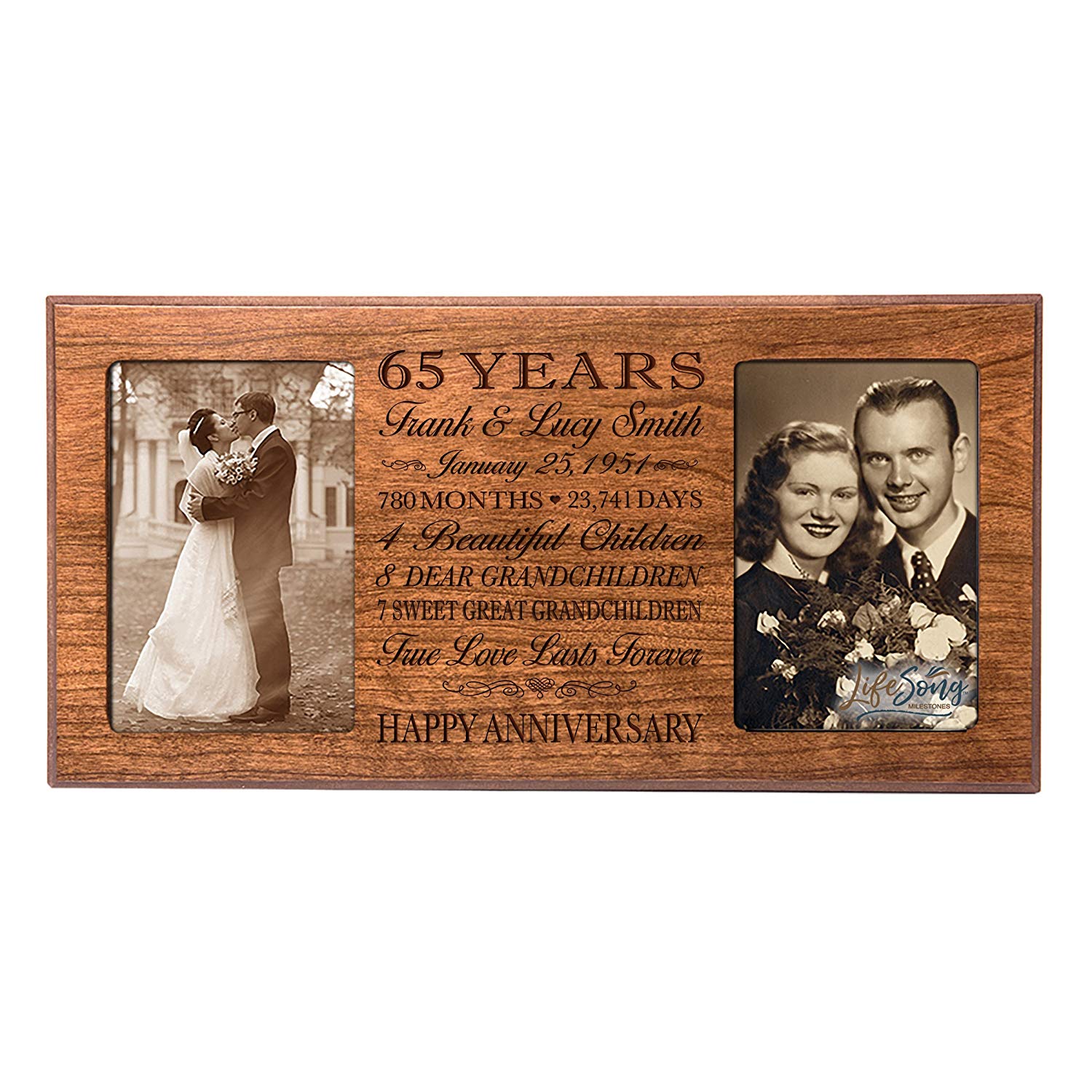 Lifesong Milestones Personalized Picture Frame for Couples 65th Wedding Anniversary Decorations