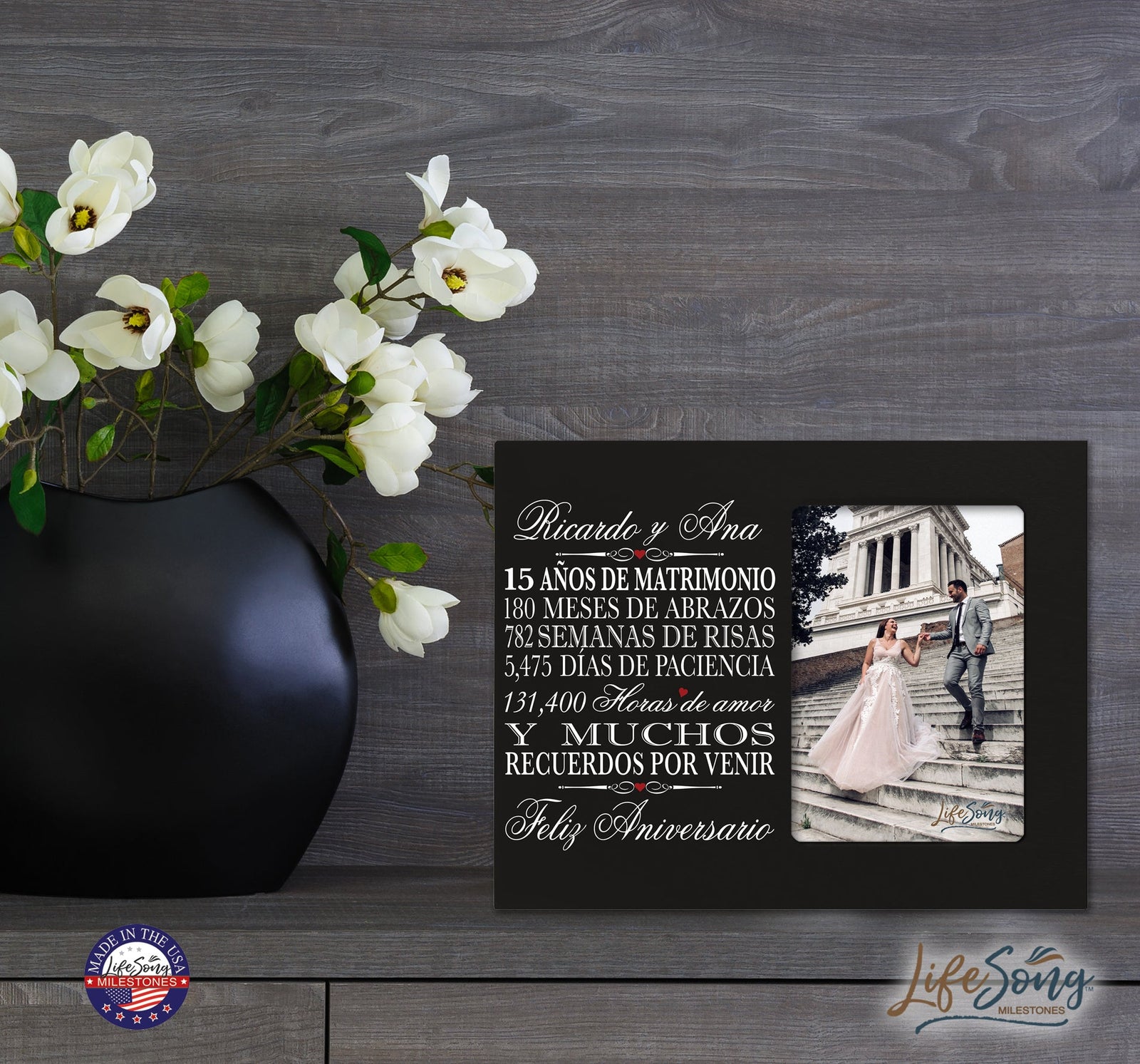 Lifesong Milestones Personalized Couples 15th Wedding Anniversary Spanish Picture Frame