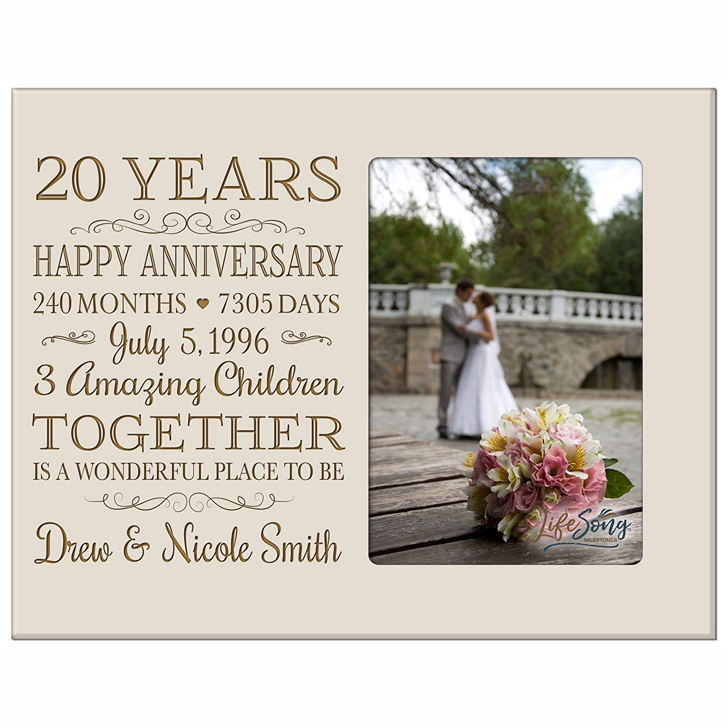 Lifesong Milestones Personalized Unique 20th Wedding Anniversary Picture Frame for Couples